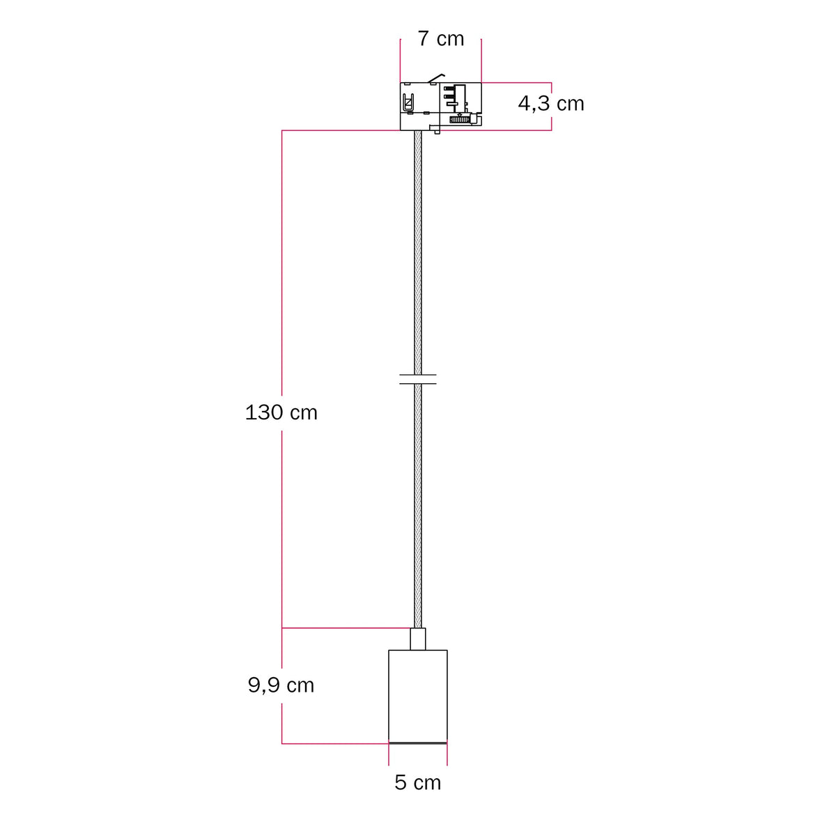 Lampada a sospensione con faretto GU10 Bispot per sistema a binario - Bronzo satinato / Nero Si Stucchi
