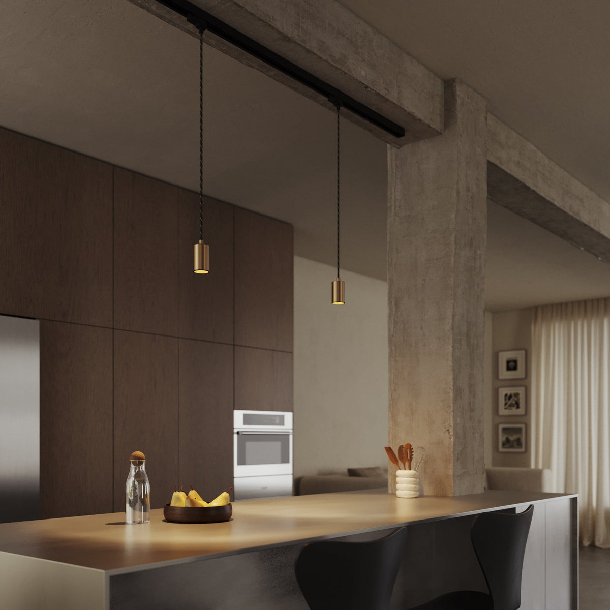 Lampada a sospensione con faretto GU10 Bispot per sistema a binario - Bronzo satinato / Nero Si Stucchi
