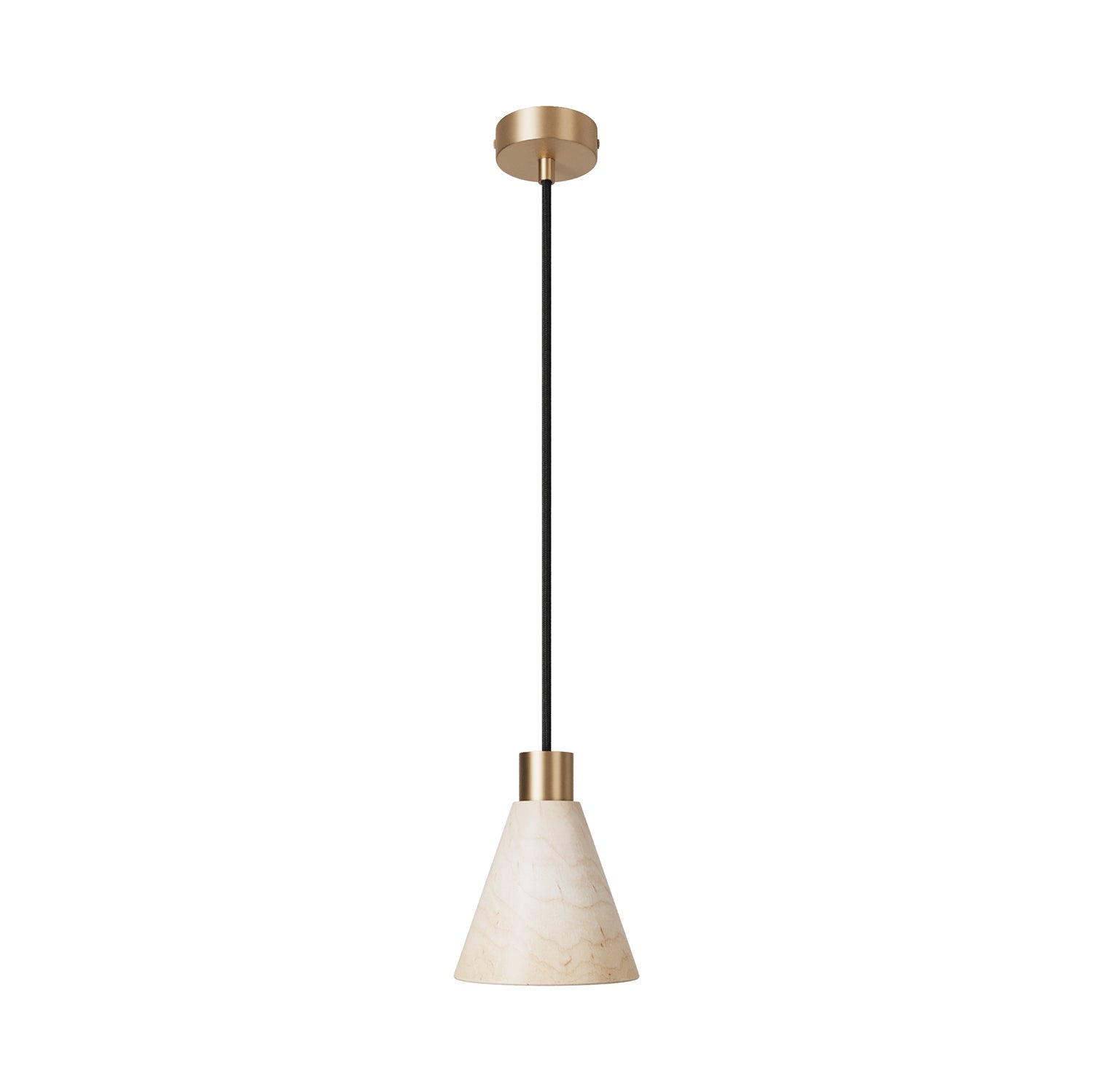 Lampada a sospensione con paralume conico in legno - Bronzo satinato