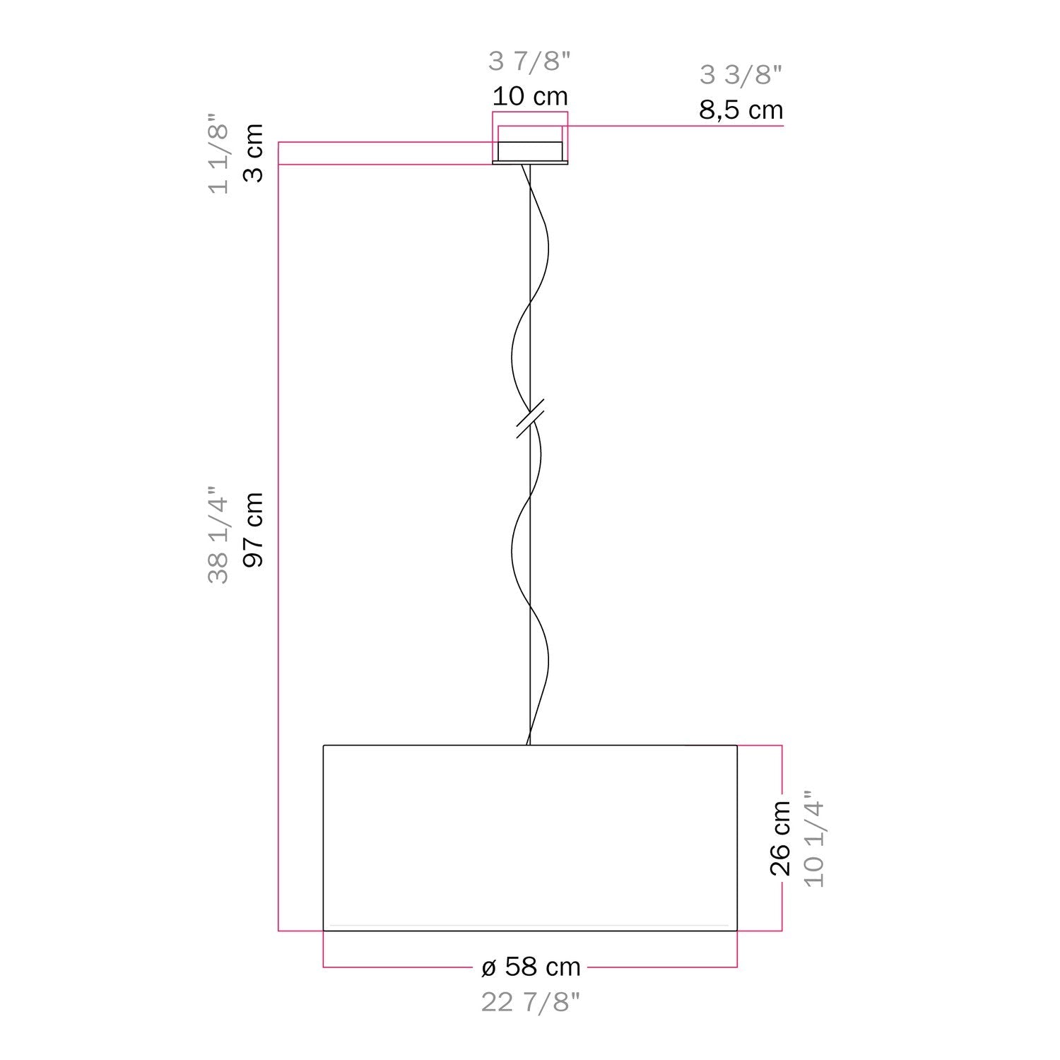 Lampada a sospensione con paralume in tessuto Cilindro Large - Made in Italy - Juta Naturale Si