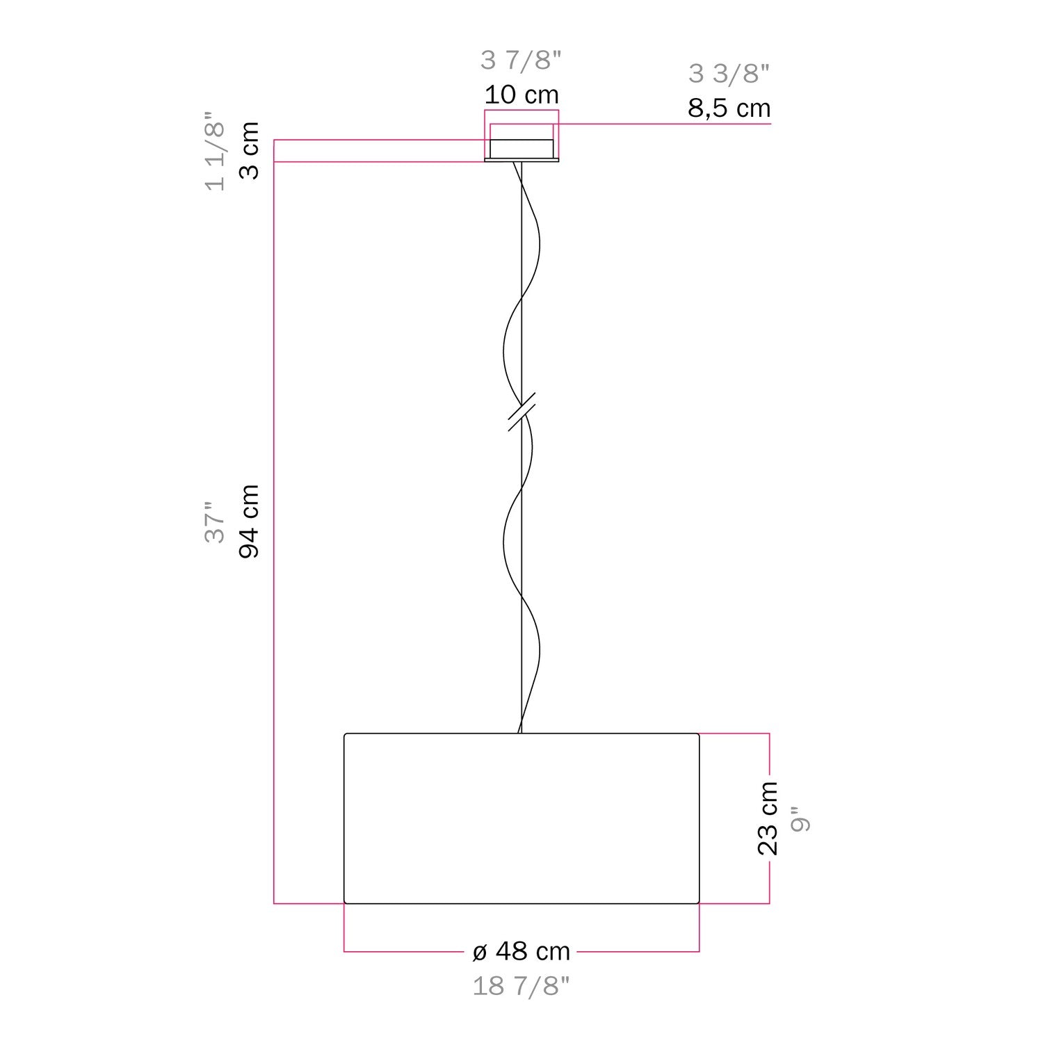 Lampada a sospensione con paralume in tessuto Cilindro Medium - Made in Italy - Lana Senape No