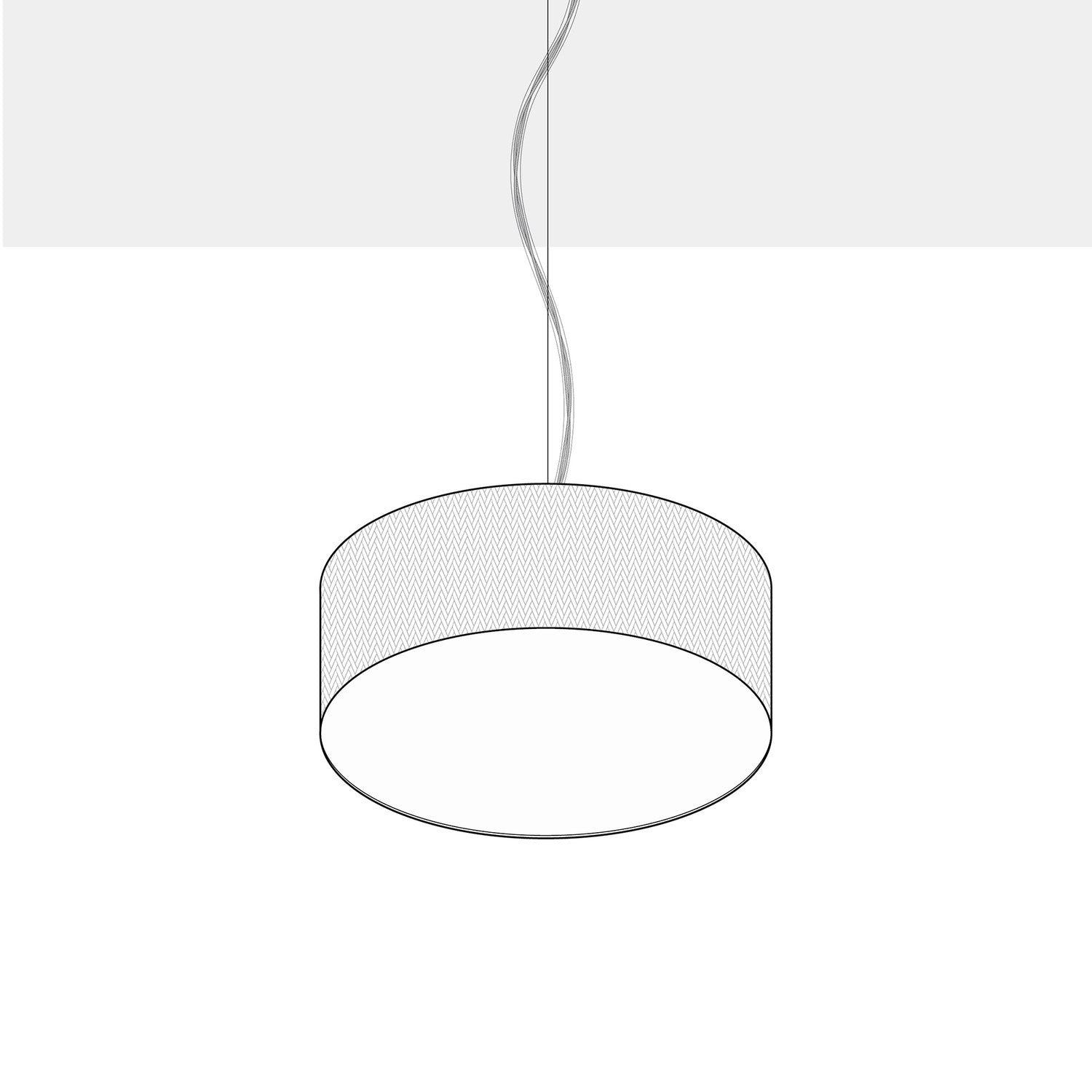 Lampada a sospensione con paralume in tessuto Cilindro Small - Made in Italy - Lana Grigio Chiaro Si