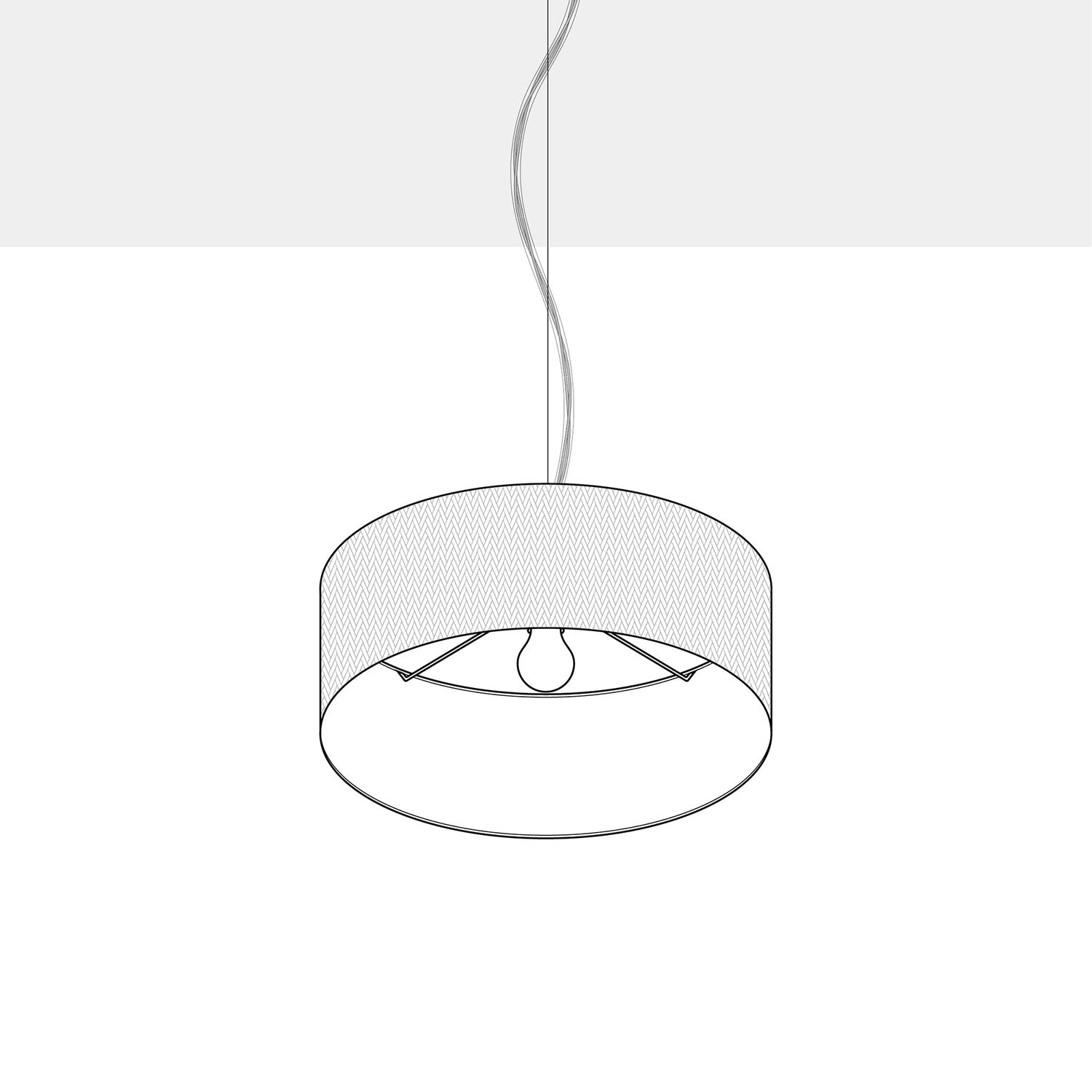 Lampada a sospensione con paralume in tessuto Cilindro Small - Made in Italy - Lana Sabbia No