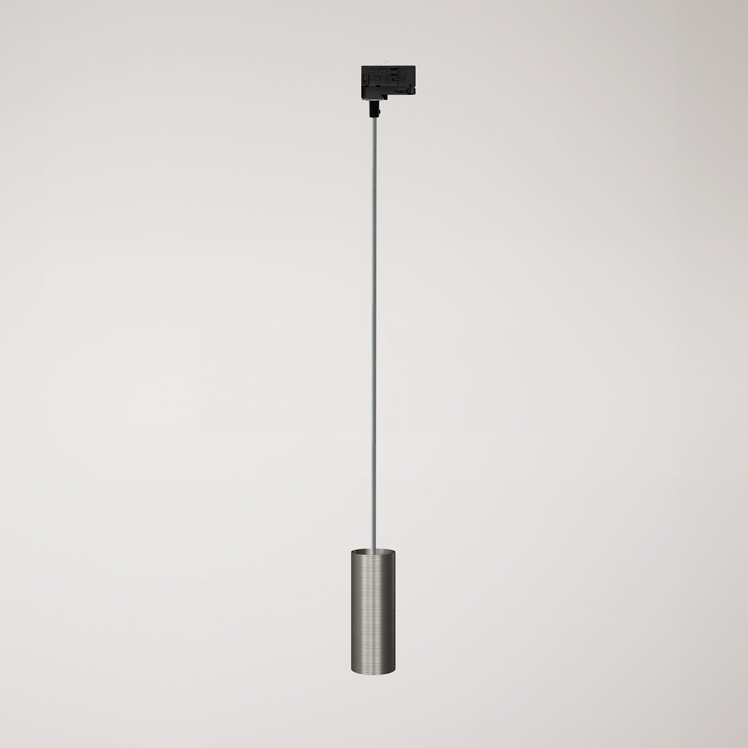 Lampada a sospensione con paralume Tub-E14 per binari - Titanio satinato