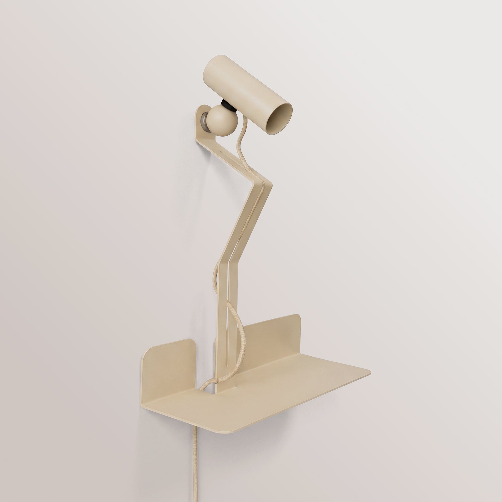 Lampada da parete con mensola e faretto magnetico orientabile - Murio Tubo - Panna