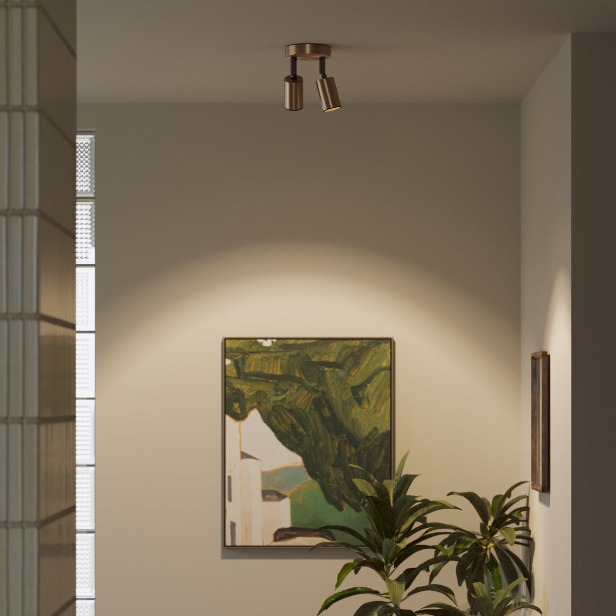 Lampada da parete o soffitto con 2 faretti GU10 Bispot orientabili - Bronzo satinato / Nero - Creative Cables