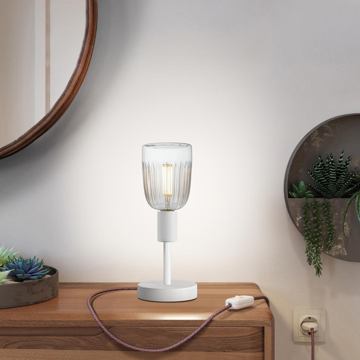 Lampada da tavolo Alzaluce Tiche in metallo - Bianco opaco Interruttore