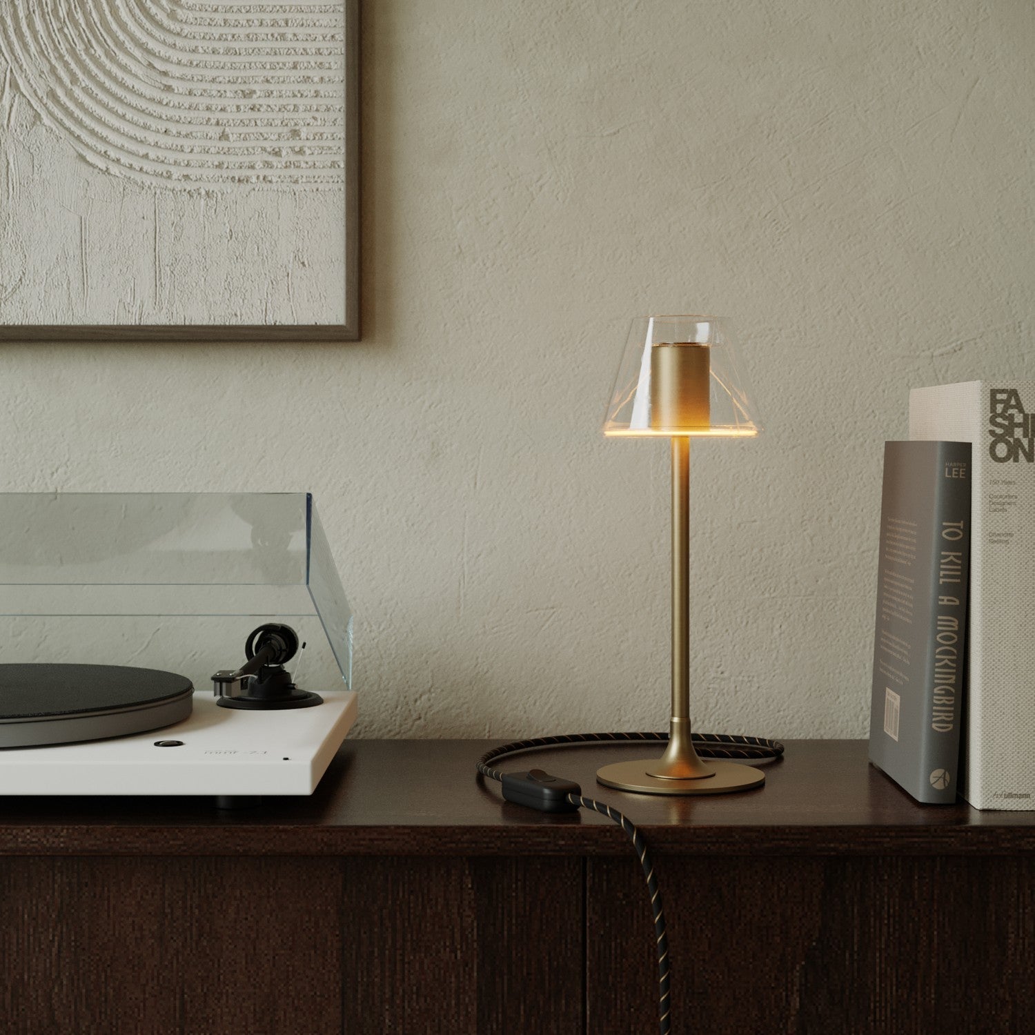 Lampada da tavolo MAG-Y G07 con base metallica tonda - Bronzo Satinato