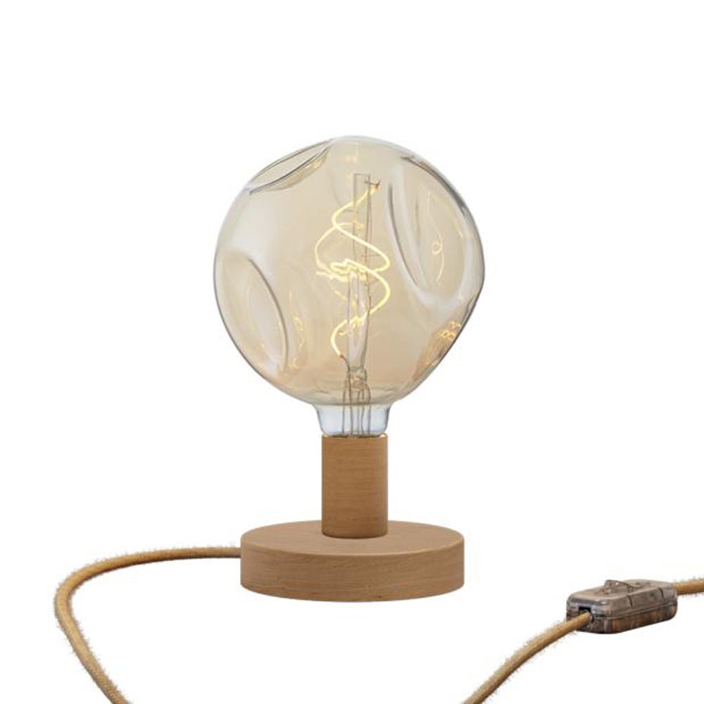 Lampada da tavolo Posaluce Bumped in legno - Neutro Interruttore