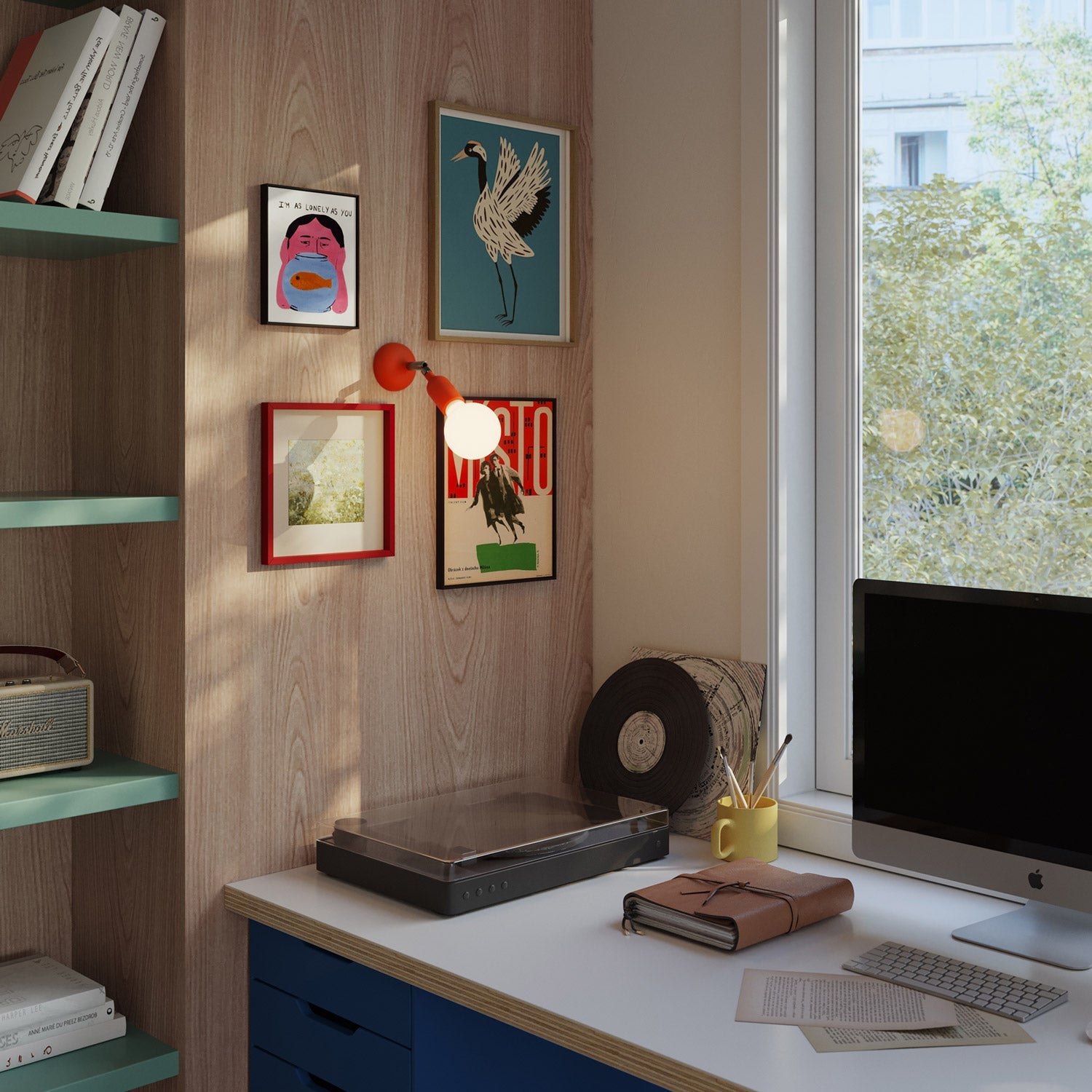 Lampada Fermaluce in silicone con snodo - Arancione