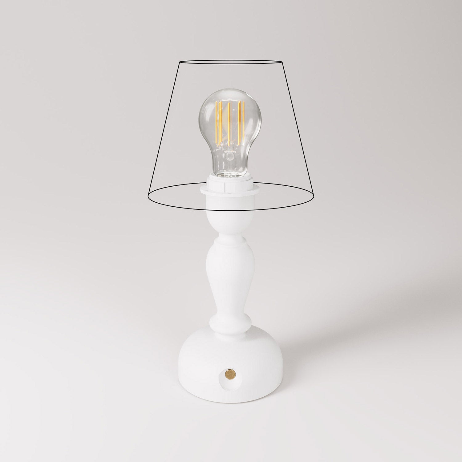 Lampada portatile ricaricabile Cabless14 con lampadina a goccia e predisposizione per paralume - Bianco