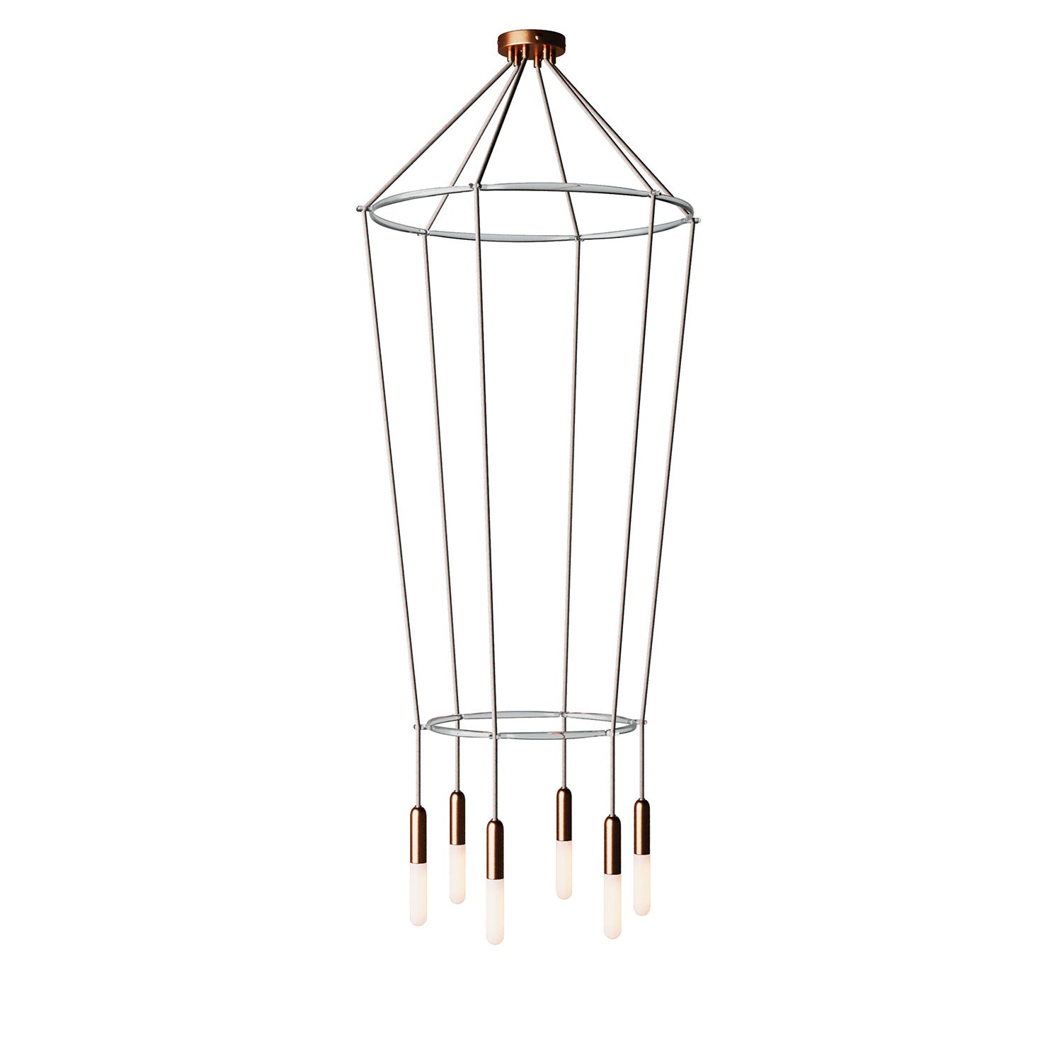Lampadario 2 Cage a 6 cadute P-Light - Rame satinato