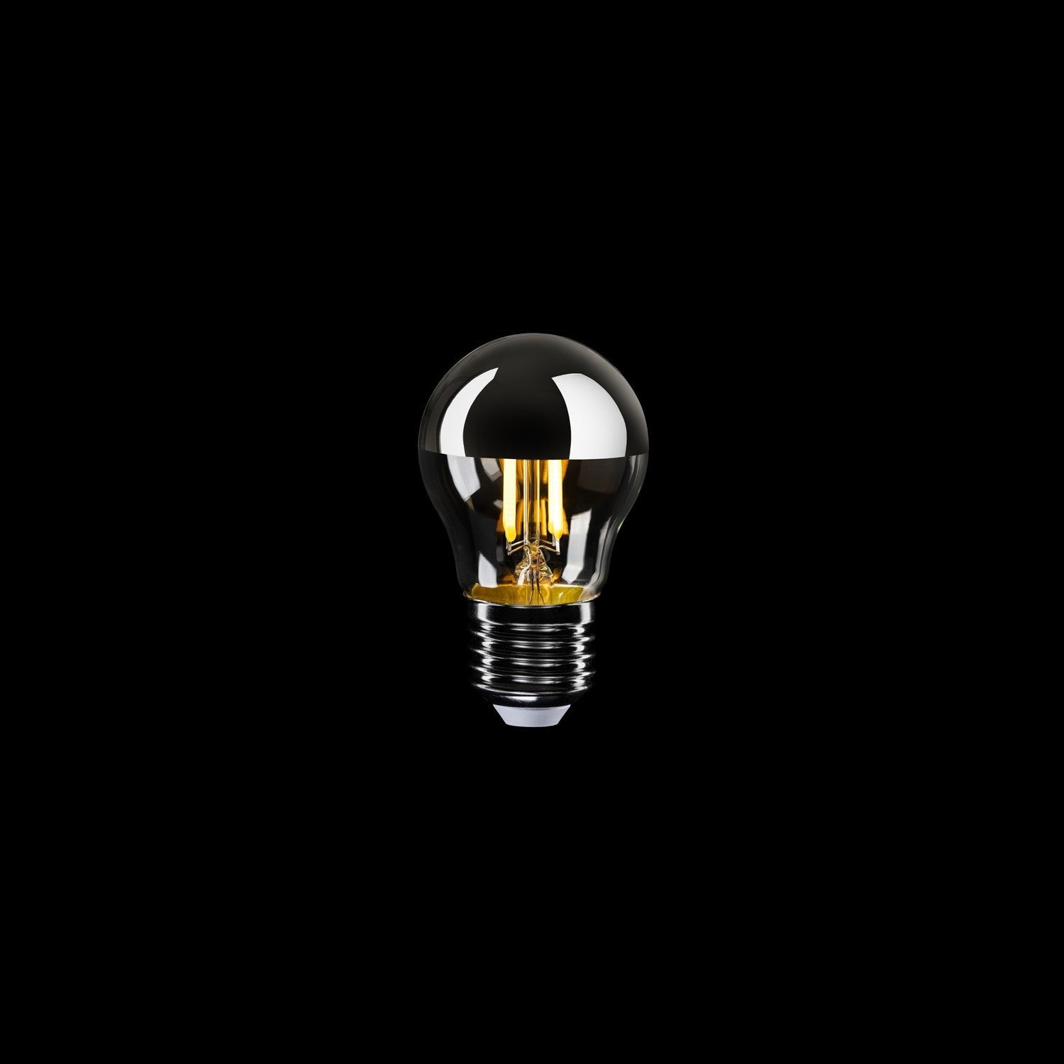 Lampadina LED Mezza Sfera Argento Mini Globo G45 4,8W 380Lm E27 2700K Dimmerabile - A03