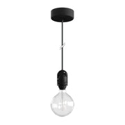 Modulair Lampada per paralume da esterni con 1,5 m cavo tessile, rosone e portalampada IP65 waterproof - Nero