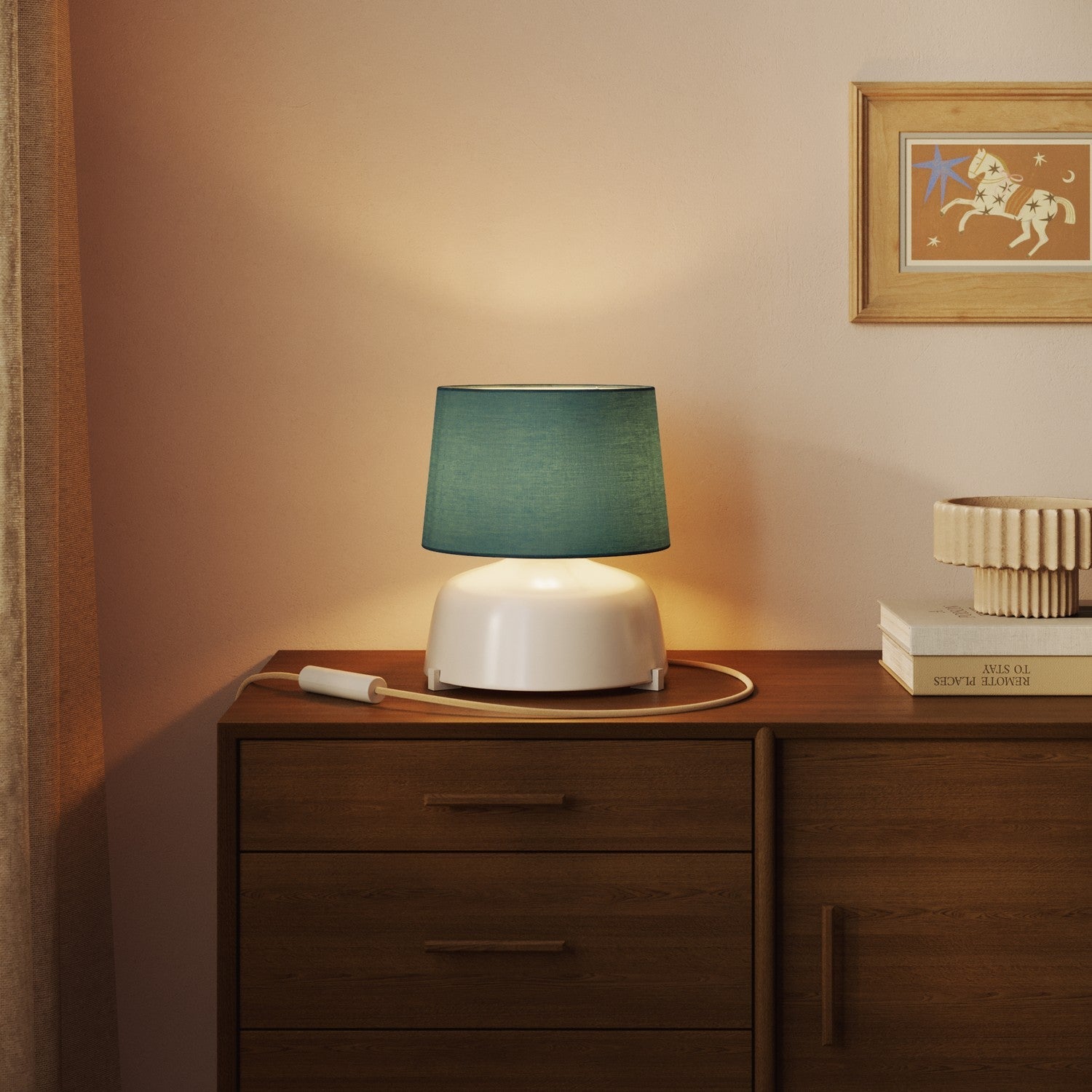 Paralume Athena con attacco E27 per lampada da tavolo o da terra - Made in Italy - Teletta Verde Dubbio