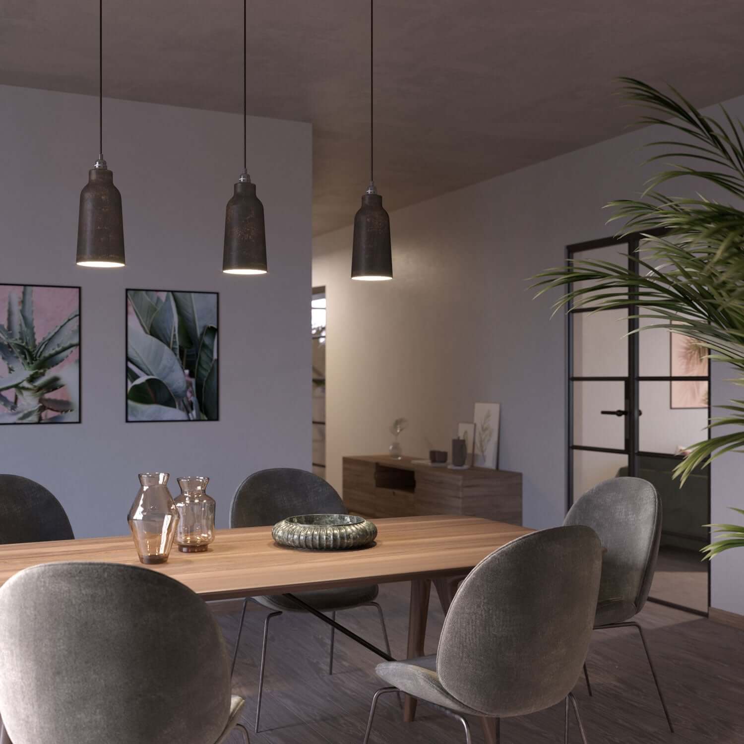 Paralume Bottiglia in ceramica, collezione Materia - Made in Italy - Effetto corten