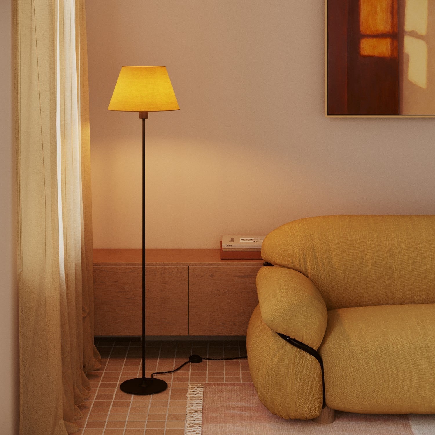 Paralume Impero M in tessuto per lampada da terra con attacco E27 - Made in Italy - Arenal Oro