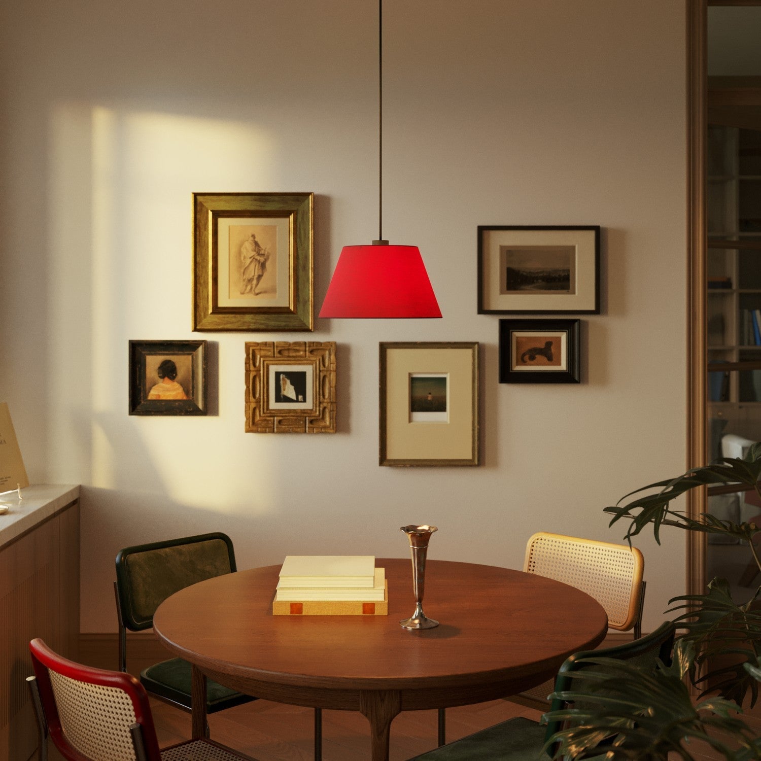 Paralume Impero M per sospensione con attacco E27 - Made in Italy - Teletta Rosso