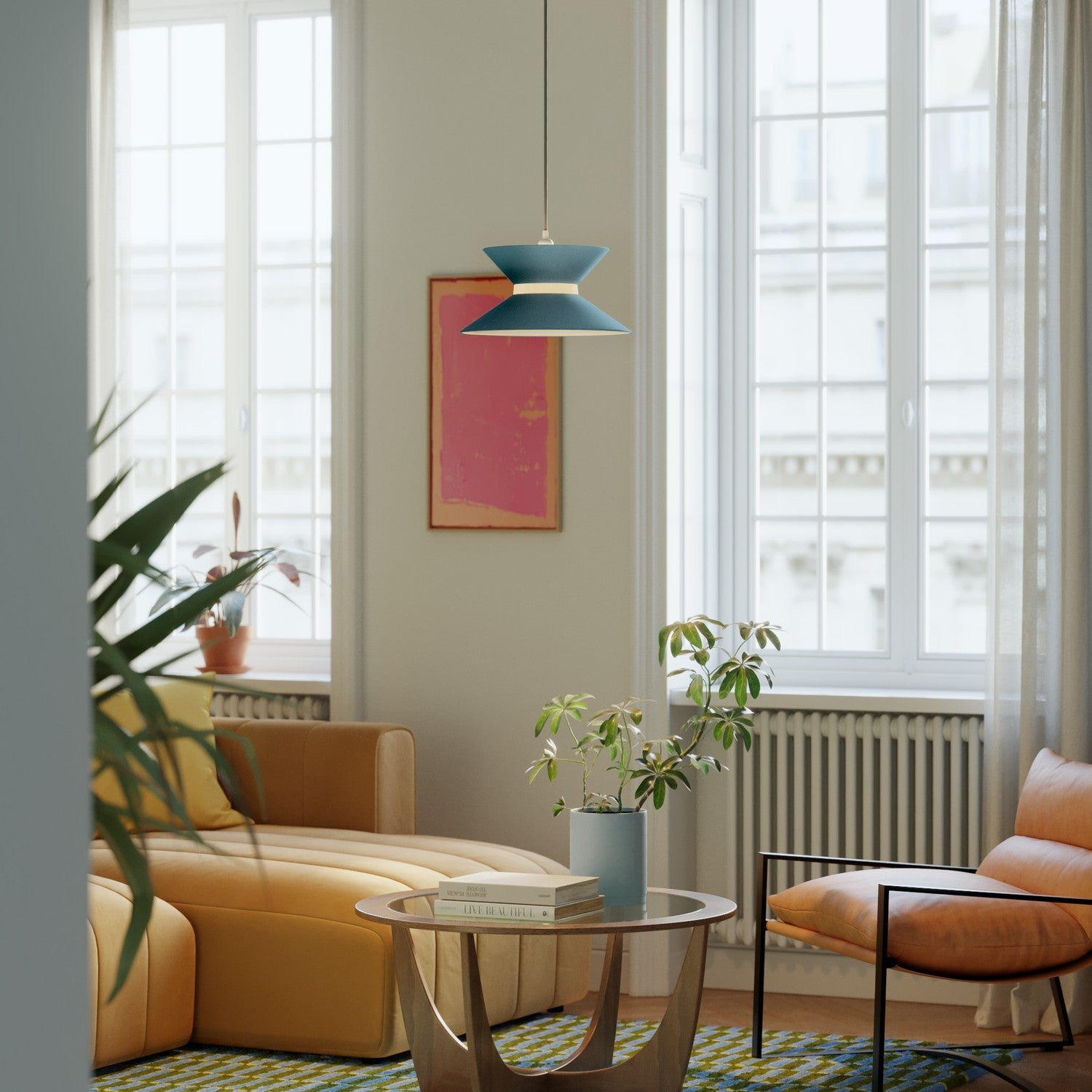 Paralume in tessuto Clessidra Teletta azzurro severo - Made in Italy Arenal sabbia