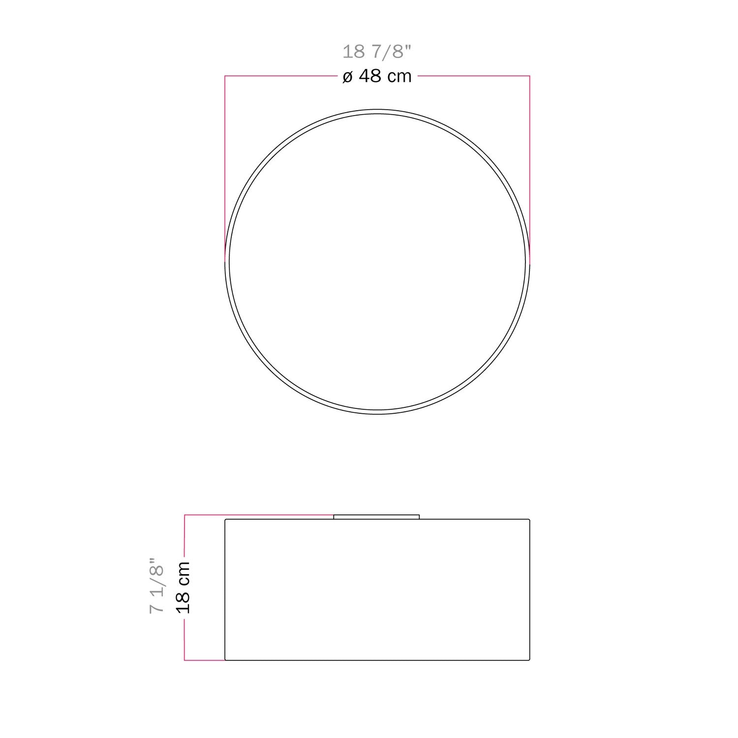 Plafoniera in tessuto Medium Slim - Made in Italy - Lana Marrone