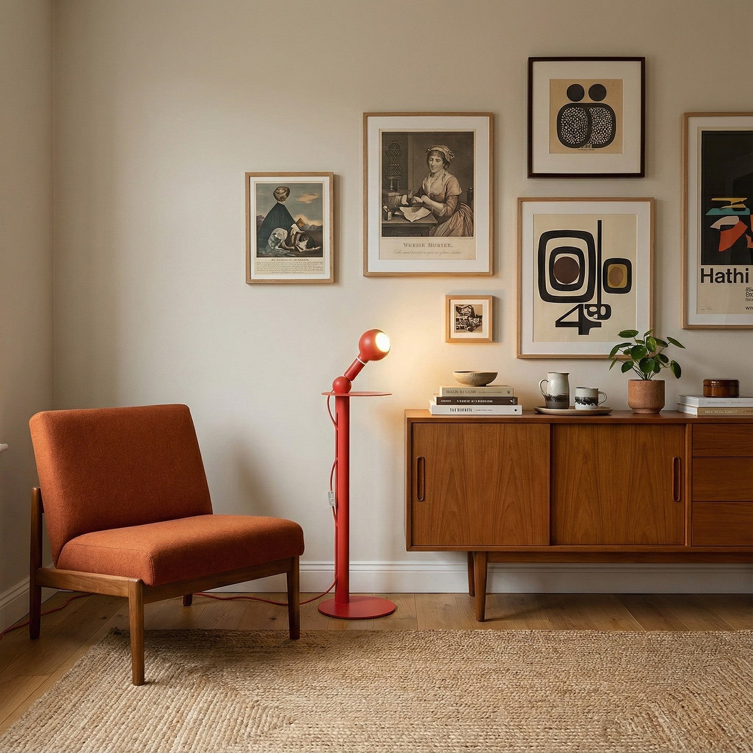 Rocco - Lampada da terra con lampadina Camo - Rosso