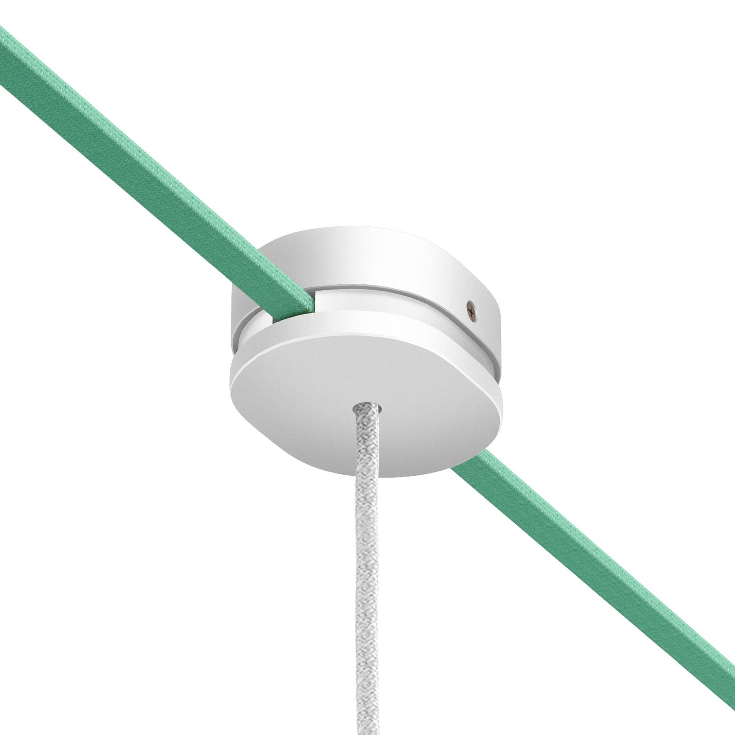 Rosone ovale in legno con un foro centrale e 2 fori laterali per cavo per catenaria e sistema Filé. Made in Italy - Bianco