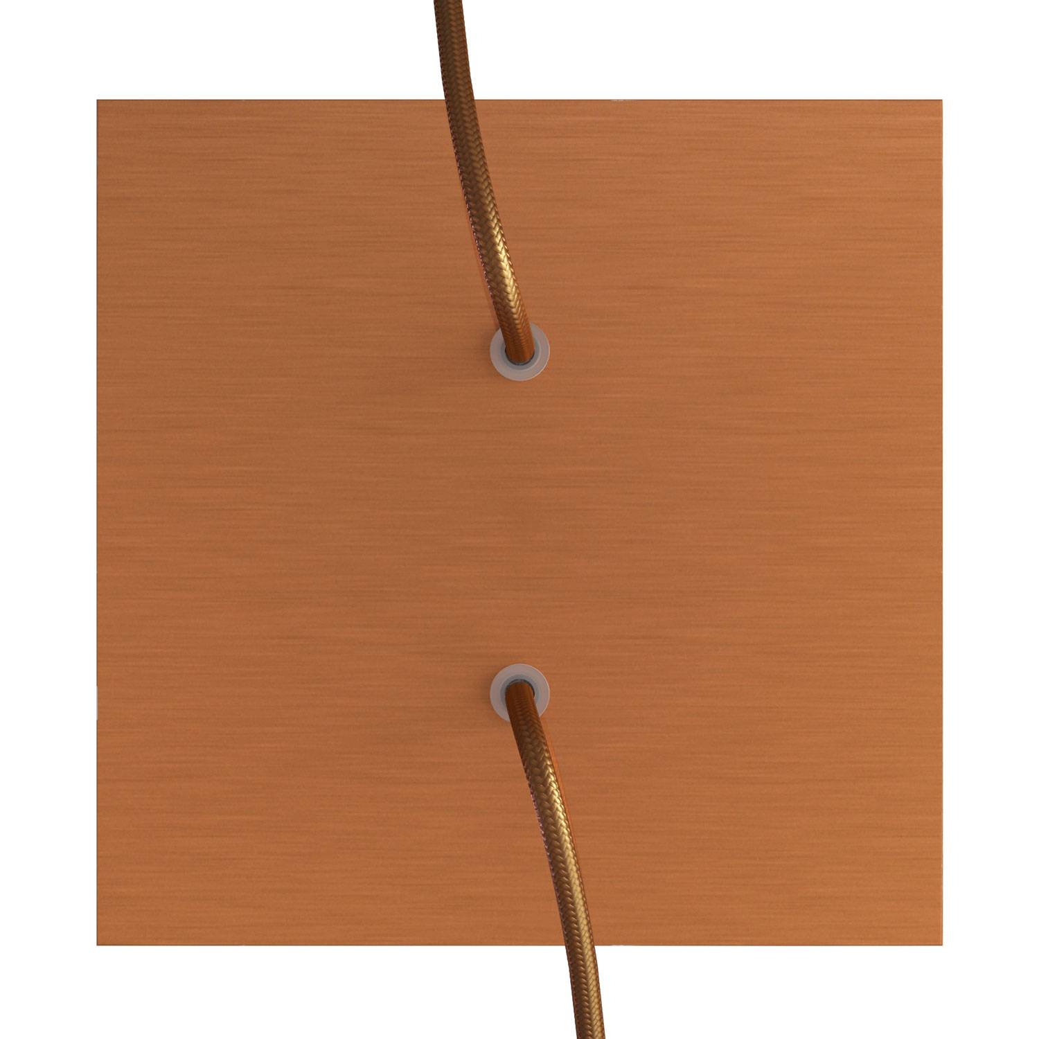 Rosone Rose-One quadrato, 200 mm con 2 fori e 4 fori laterali - Dibond Rame satinato Bianco