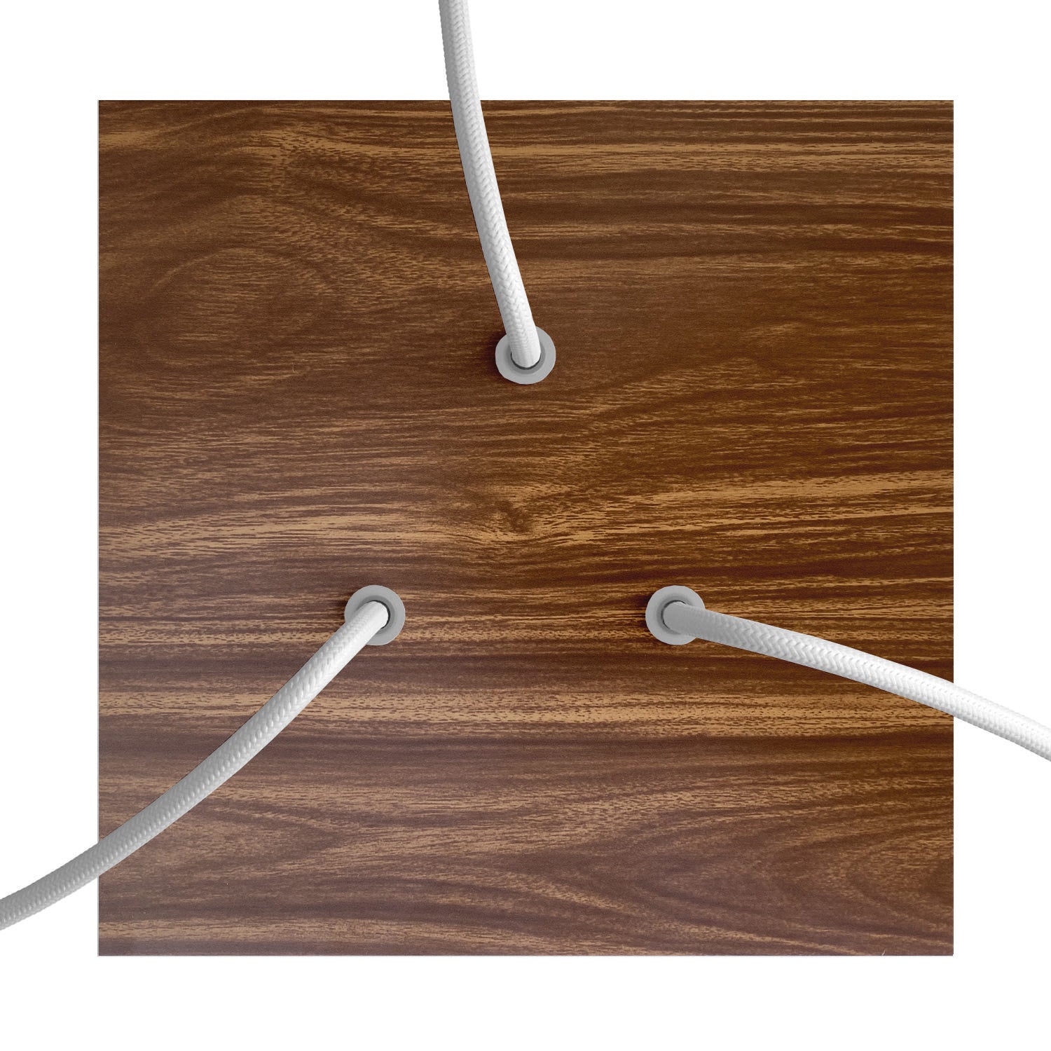 Rosone Rose-One quadrato, 200 mm con 3 fori e 4 fori laterali - Legno Bianco