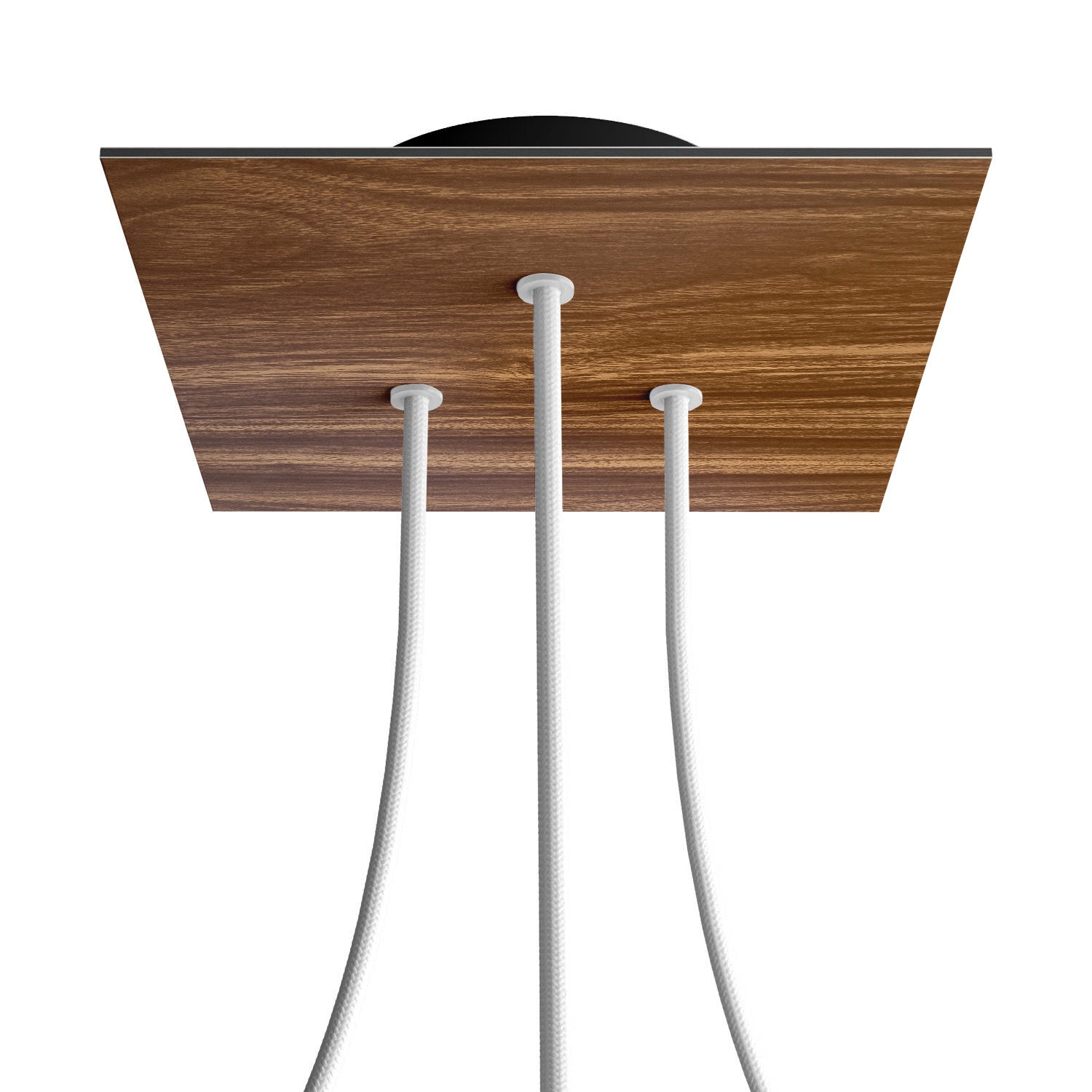 Rosone Rose-One quadrato, 200 mm con 3 fori e 4 fori laterali - Legno Nero