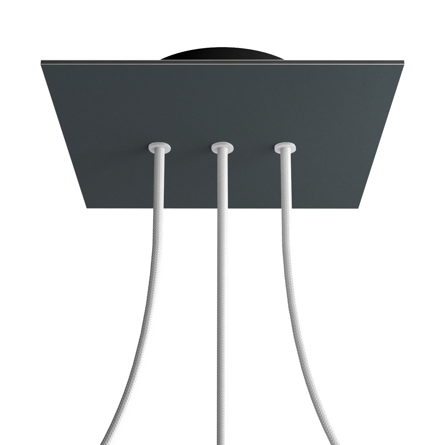 Rosone Rose-One quadrato, 200 mm con 3 fori in linea e 4 fori laterali - Antracite Nero