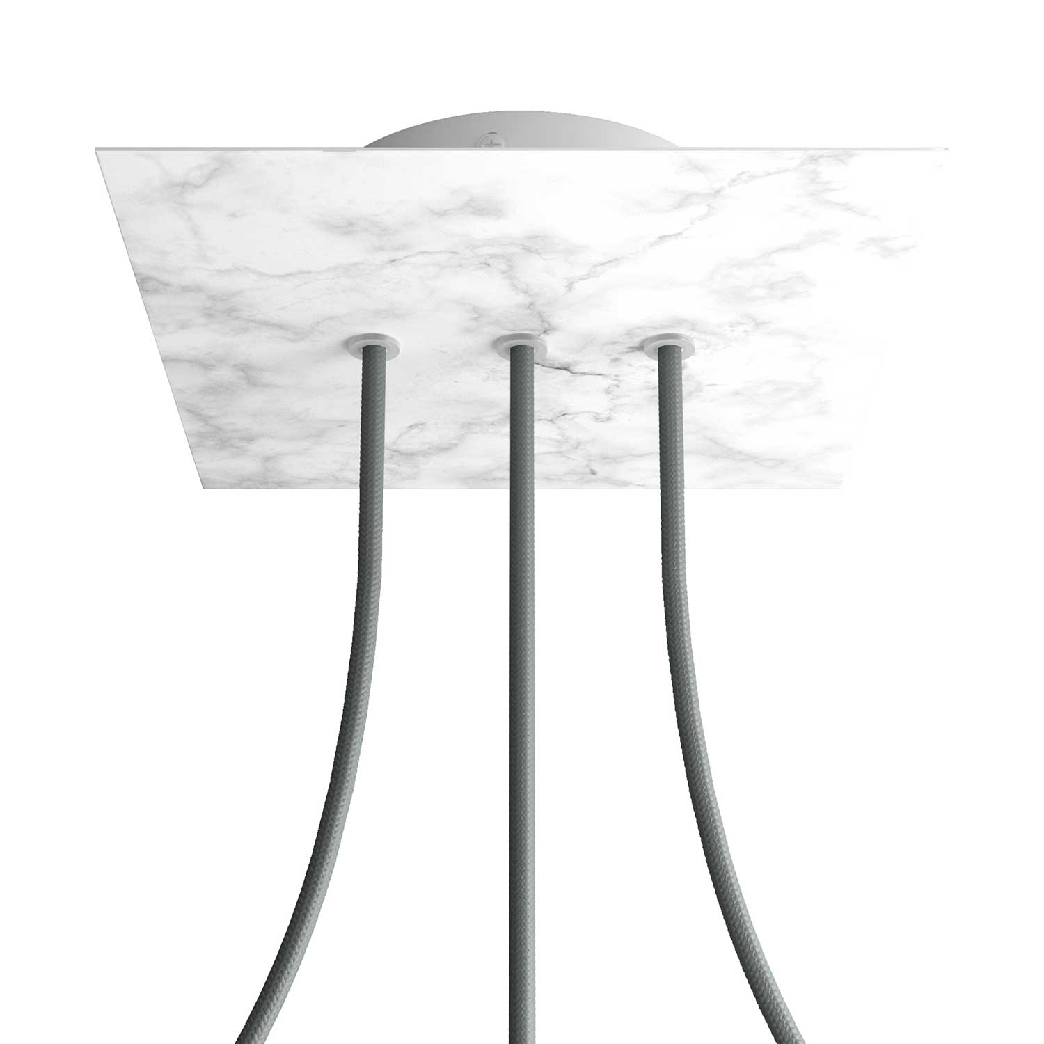 Rosone Rose - One quadrato, 200 mm con 3 fori in linea e 4 fori laterali - Marmo Carrara - Creative Cables