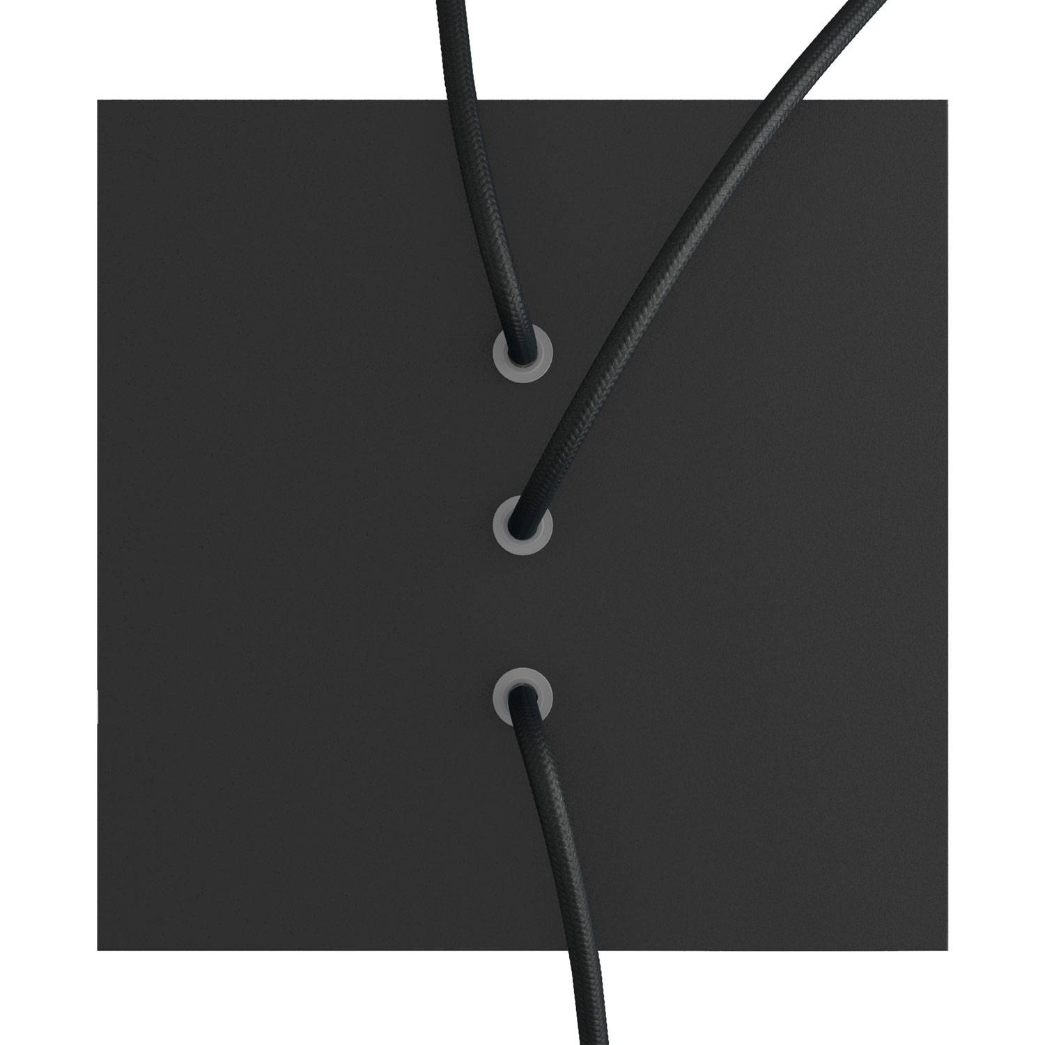 Rosone Rose-One quadrato, 200 mm con 3 fori in linea e 4 fori laterali - Nero opaco Bianco