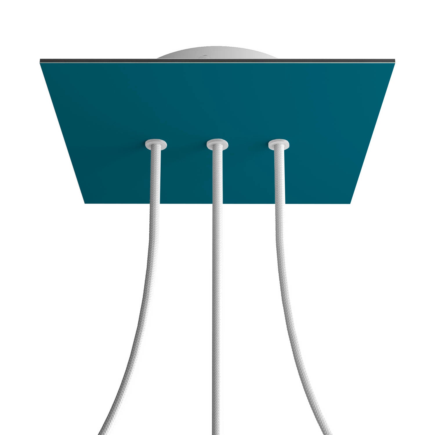 Rosone Rose - One quadrato, 200 mm con 3 fori in linea e 4 fori laterali - Petrolio - Creative Cables