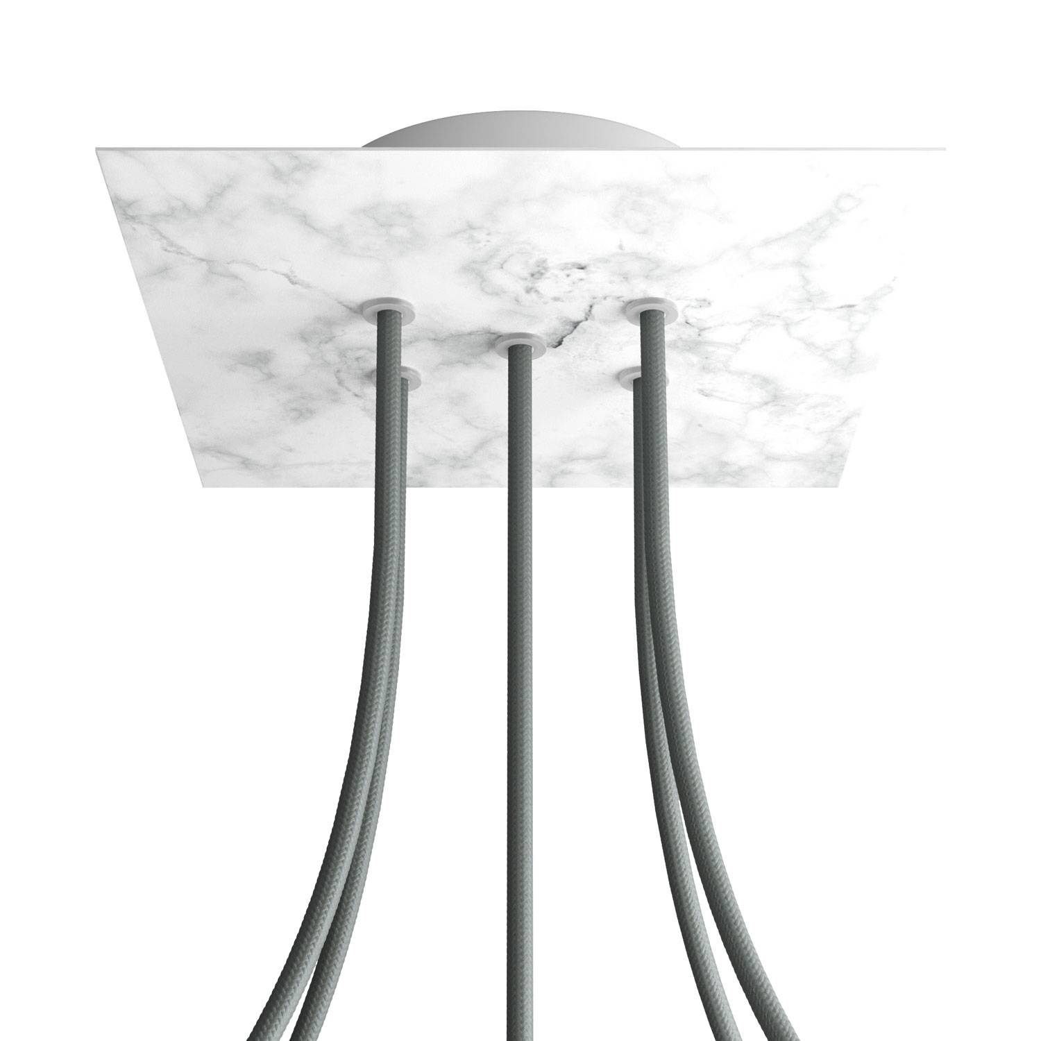 Rosone Rose-One quadrato, 200 mm con 5 fori e 4 fori laterali - Marmo Carrara Bianco