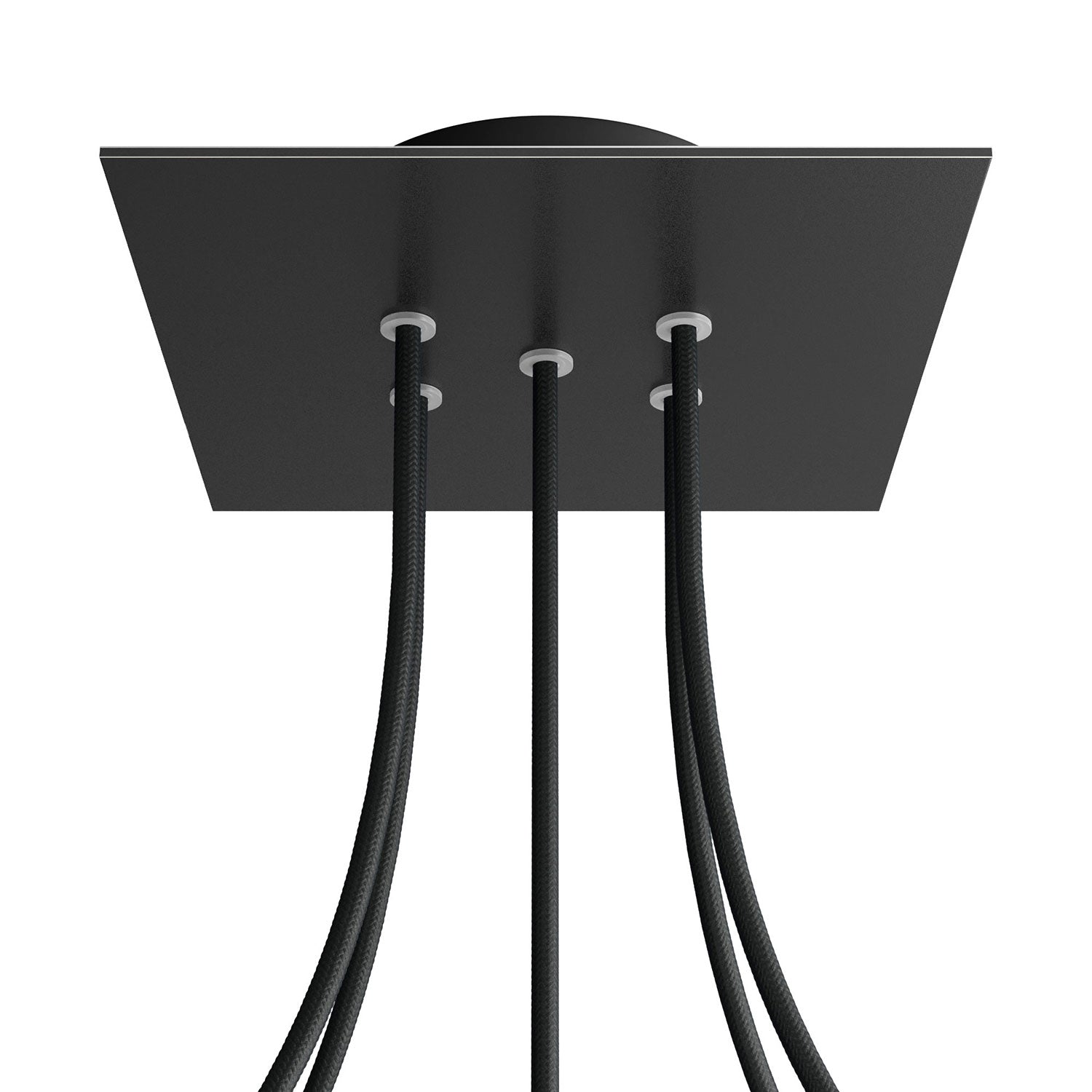 Rosone Rose-One quadrato, 200 mm con 5 fori e 4 fori laterali - Nero opaco Nero