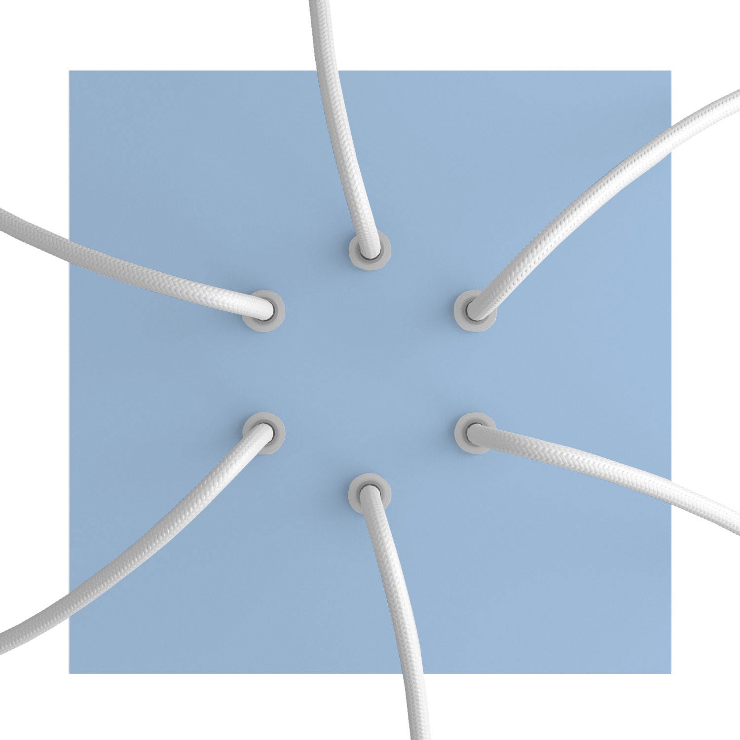 Rosone Rose - One quadrato, 200 mm con 6 fori e 4 fori laterali - Blu carta da zucchero - Creative Cables