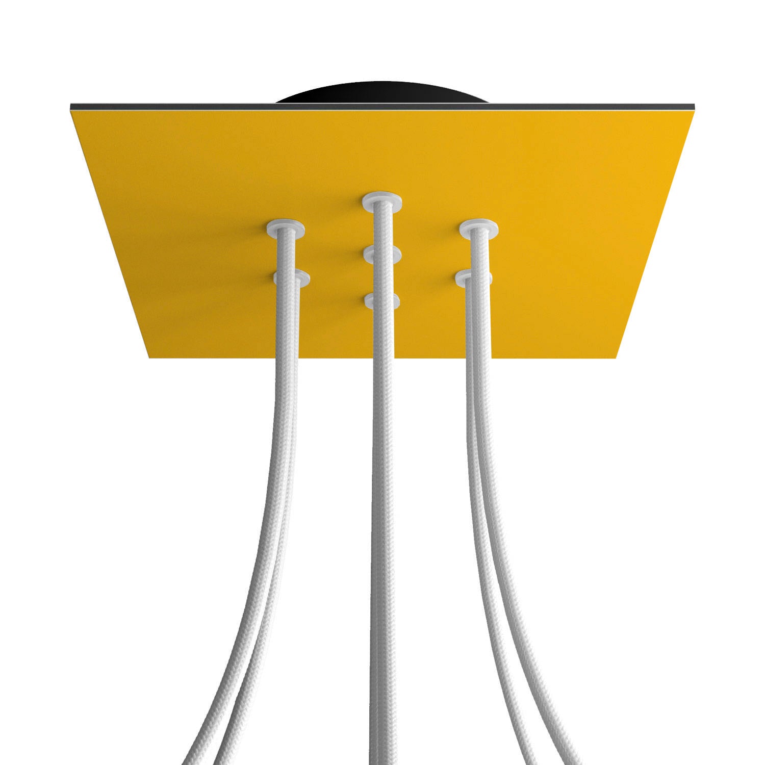 Rosone Rose-One quadrato, 200 mm con 7 fori e 4 fori laterali - Mostarda Nero