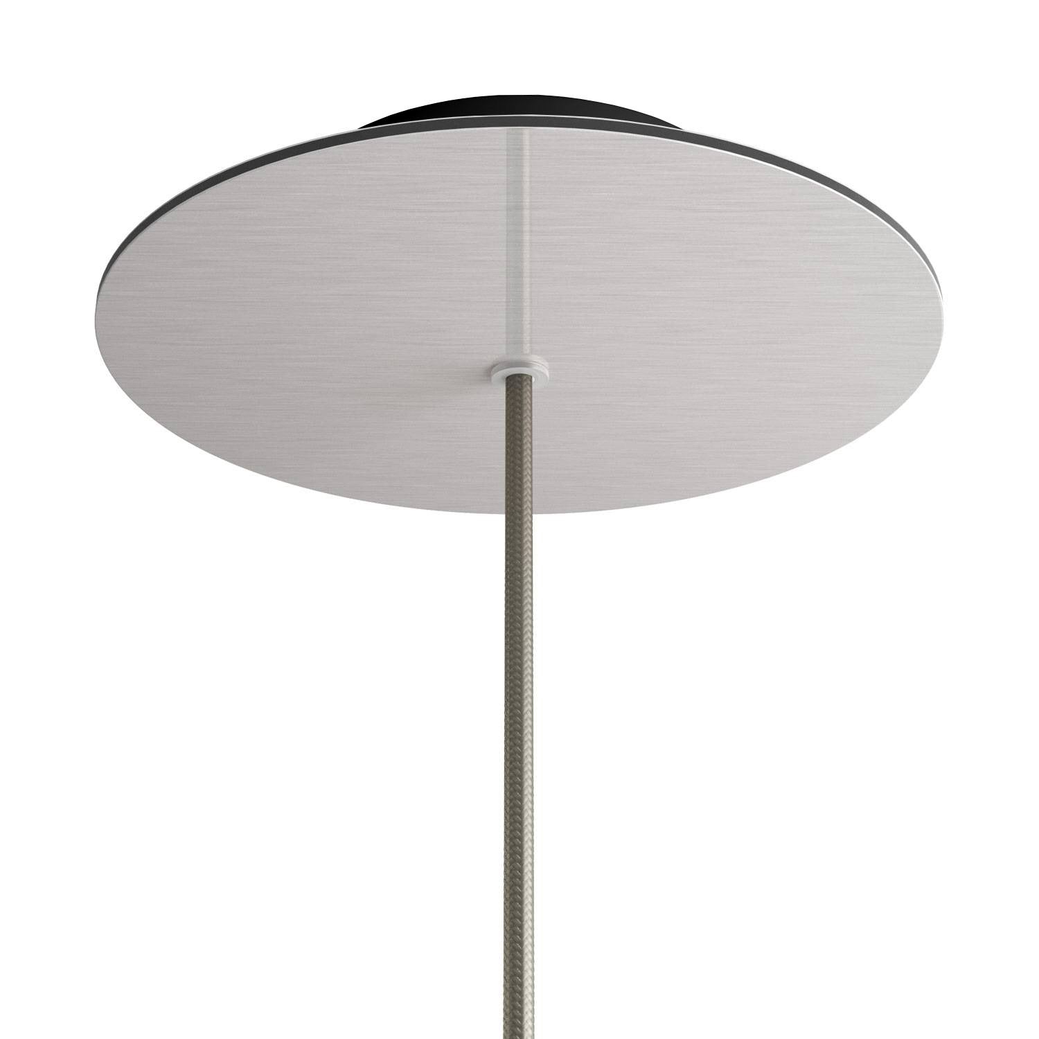 Rosone Rose-One rotondo, diametro 200 mm con 1 foro e 4 fori laterali - Dibond Acciaio satinato Nero