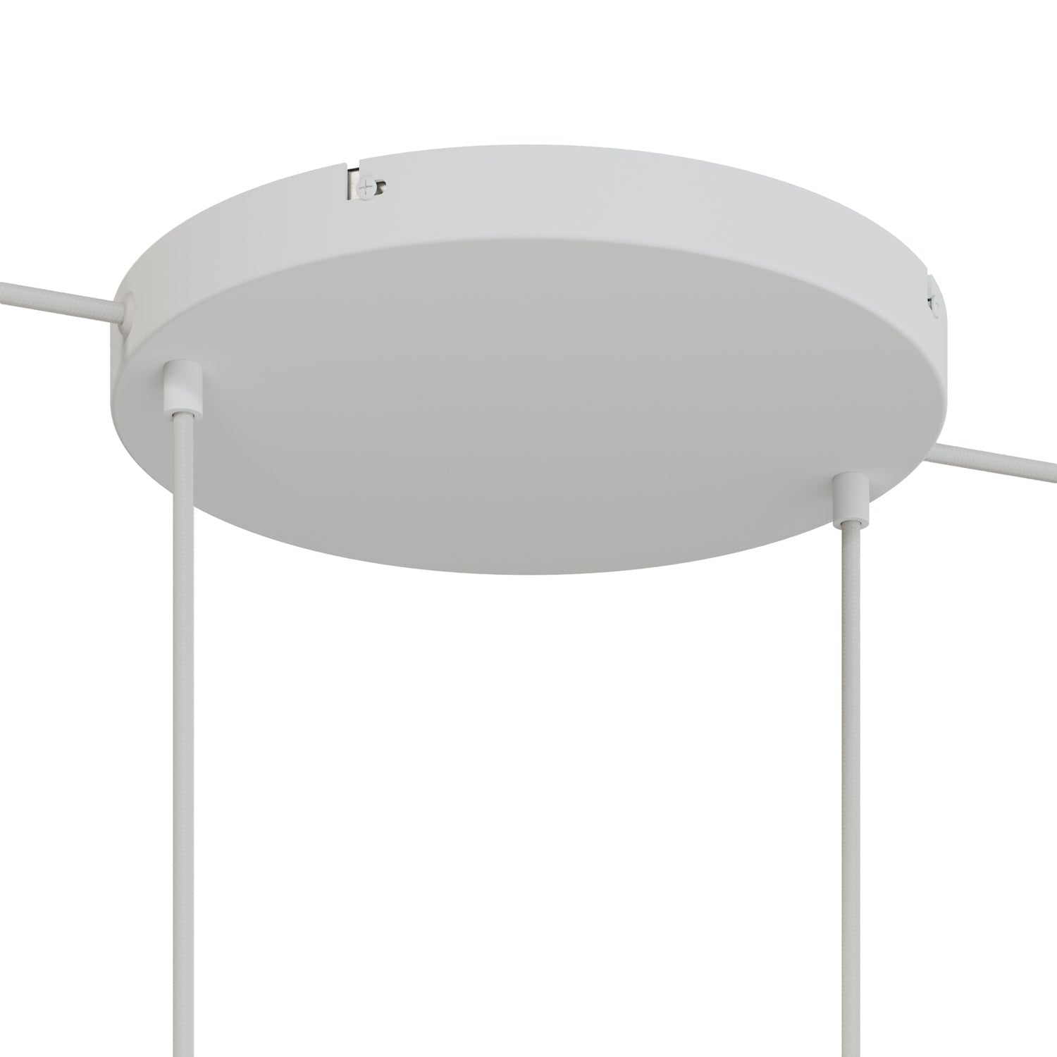 Rosone rotondo in alluminio Ø 30 cm con staffa e cavo di messa a terra, con 2 fori frontali - Bianco Opaco 2