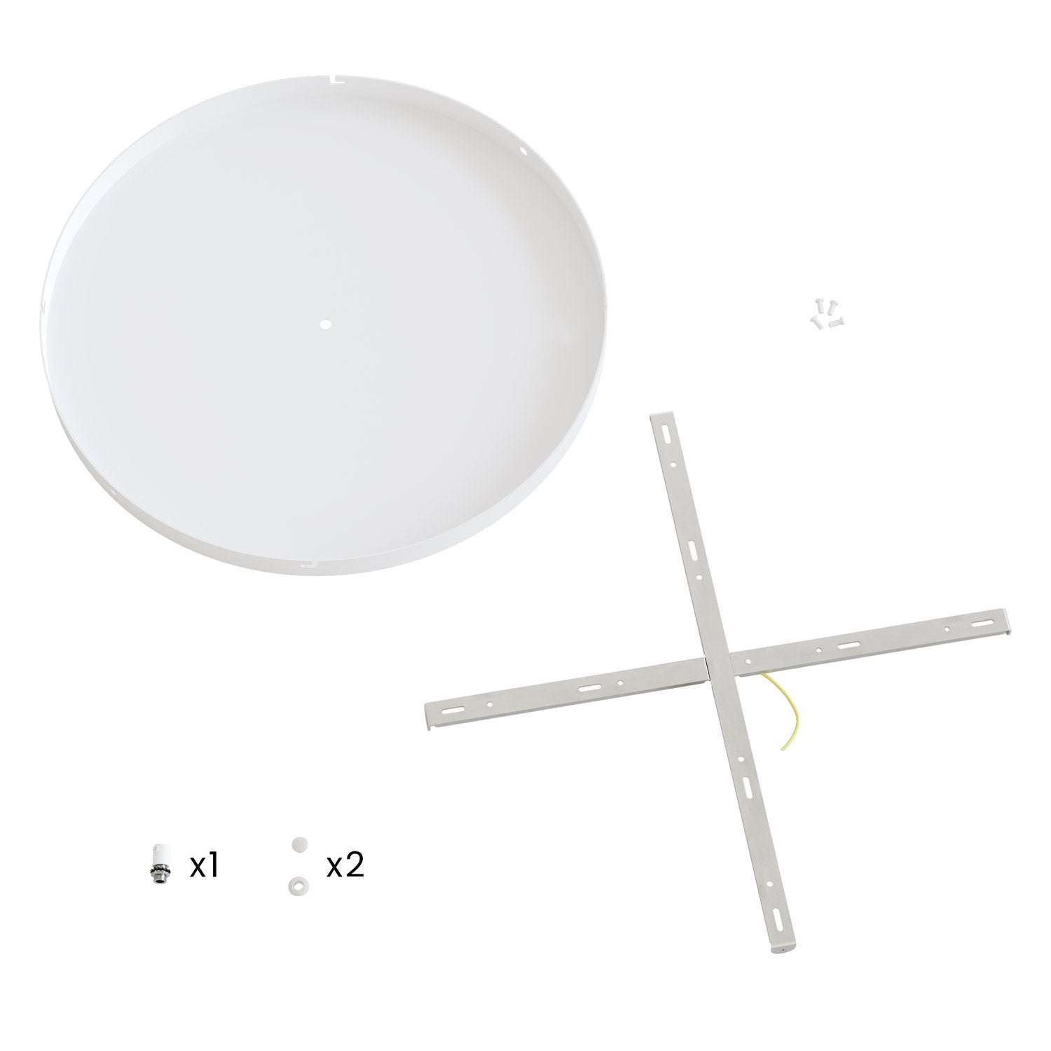 Rosone rotondo in alluminio Ø 50 cm con staffa e cavo di messa a terra, con 1 foro frontale - Bianco Opaco 2