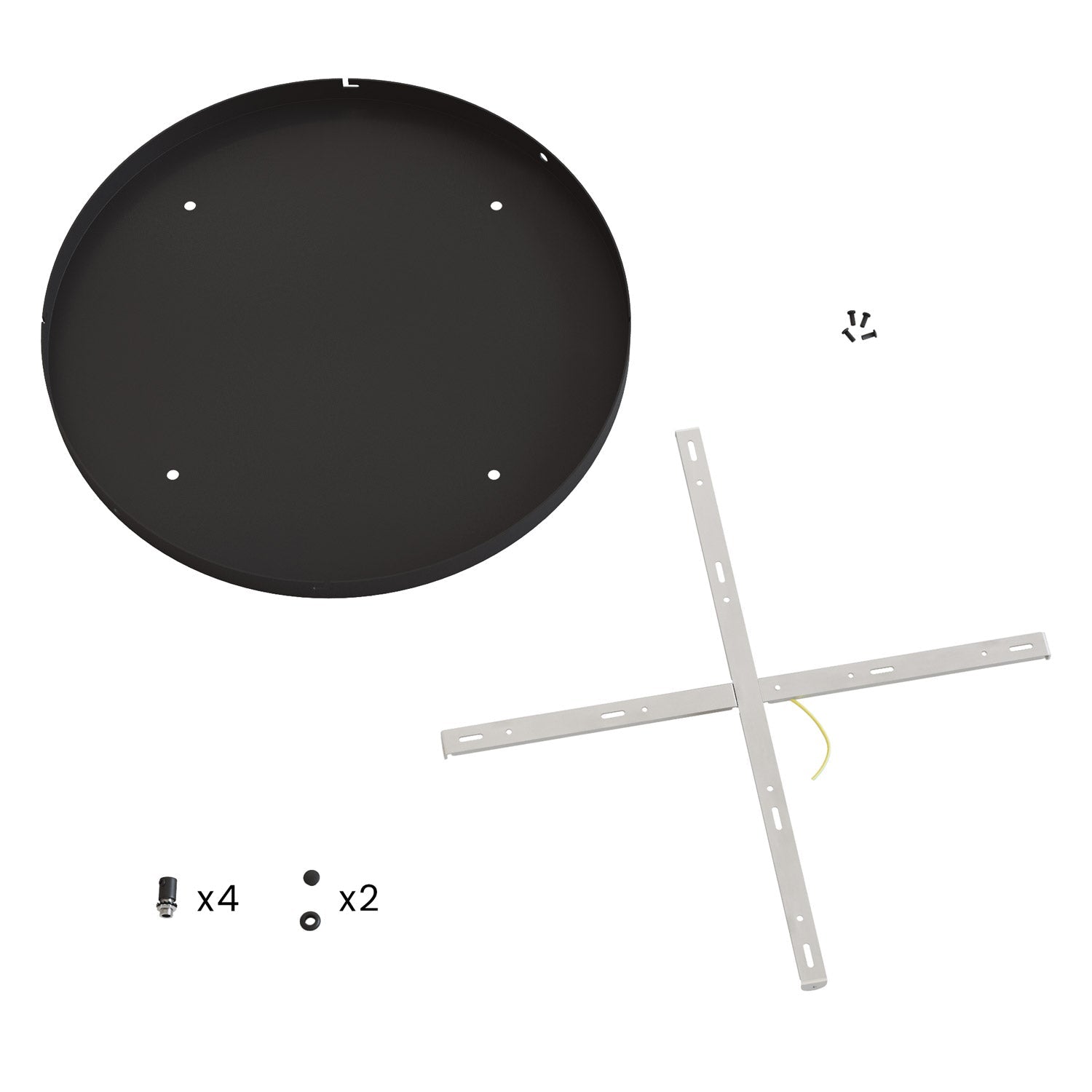 Rosone rotondo in alluminio Ø 50 cm con staffa e cavo di messa a terra, con 4 fori frontali - Nero 2