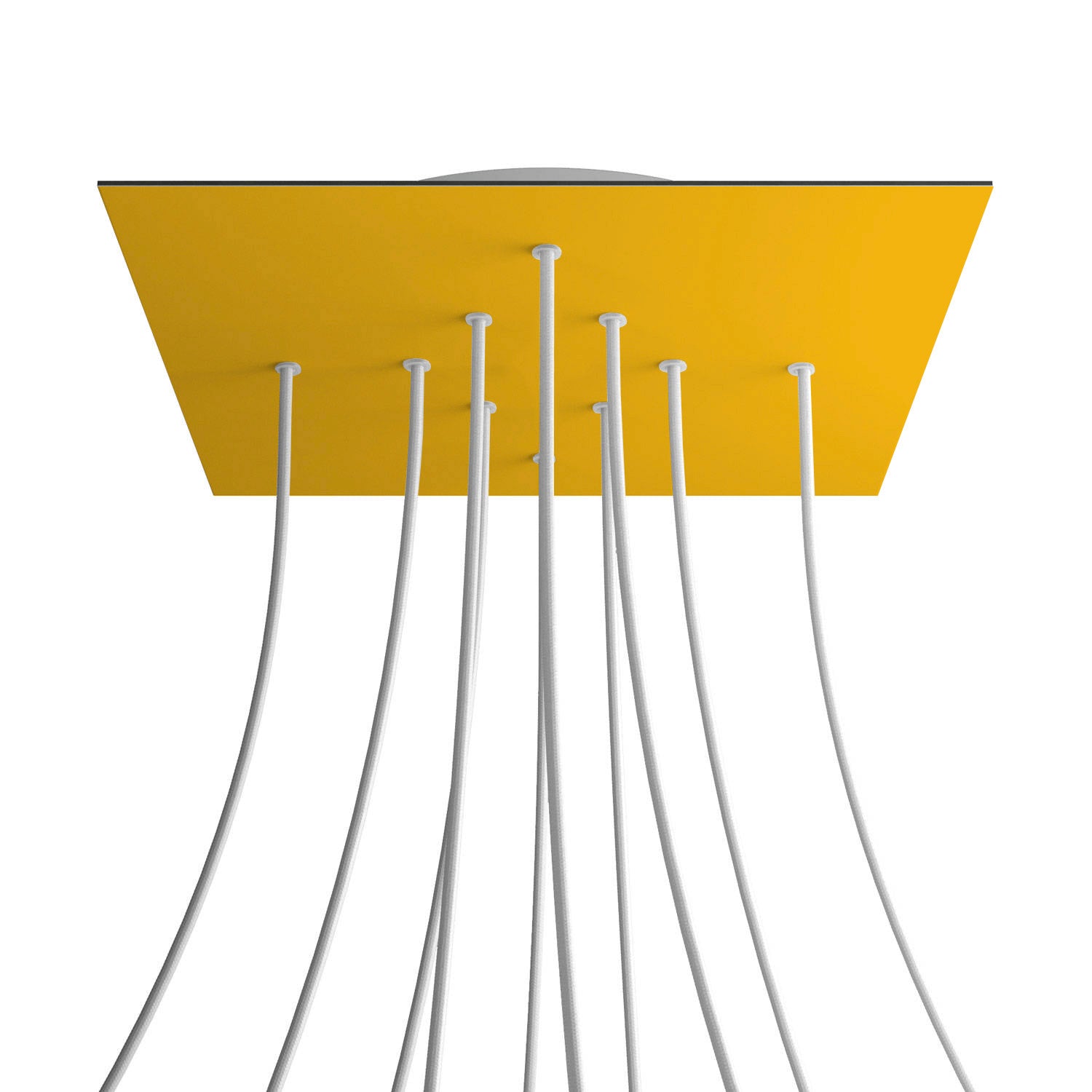 Rosone XXL Rose-One quadrato, 400 mm con 10 fori e 4 fori laterali - Mostarda Bianco