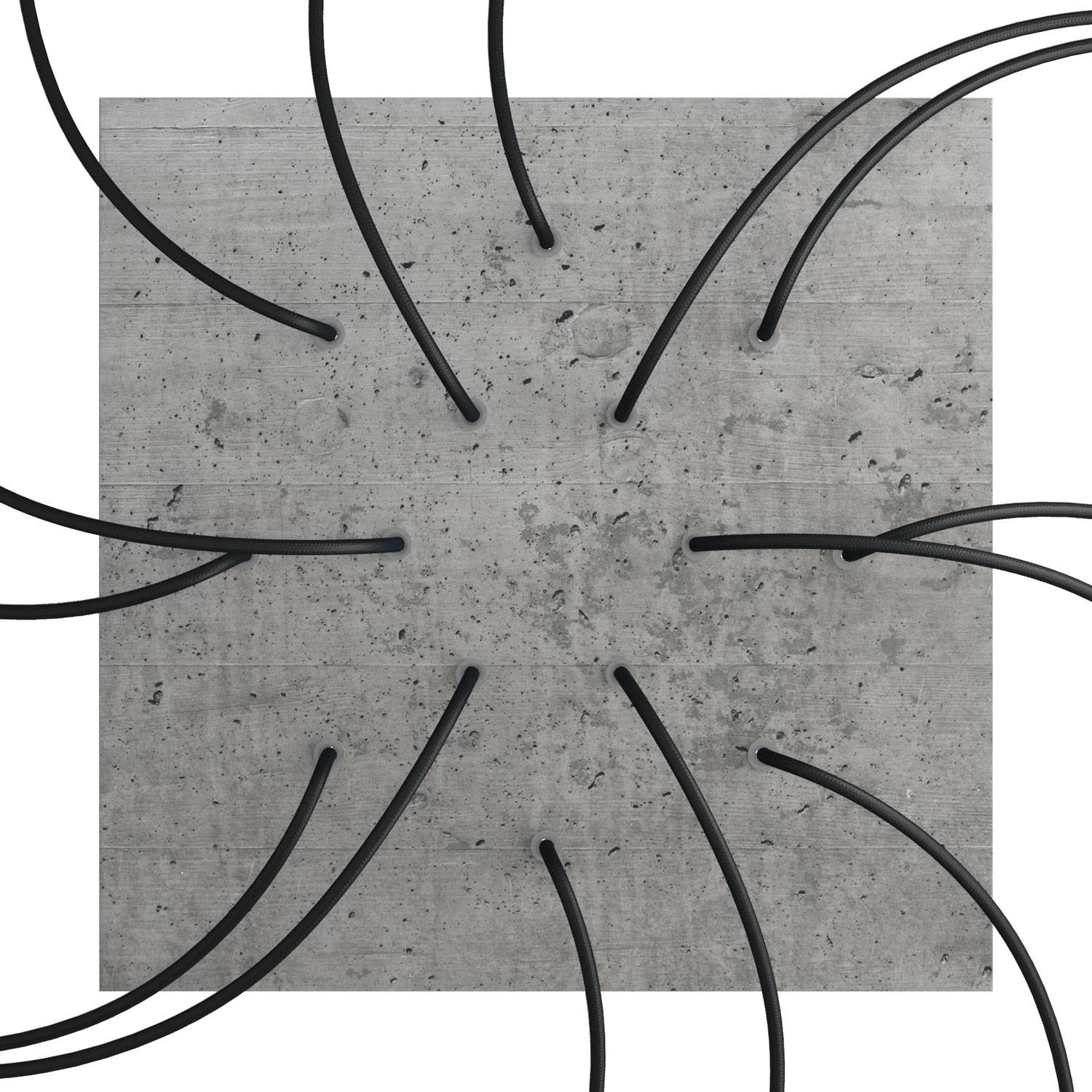 Rosone XXL Rose-One quadrato, 400 mm con 14 fori e 4 fori laterali - Cemento Bianco