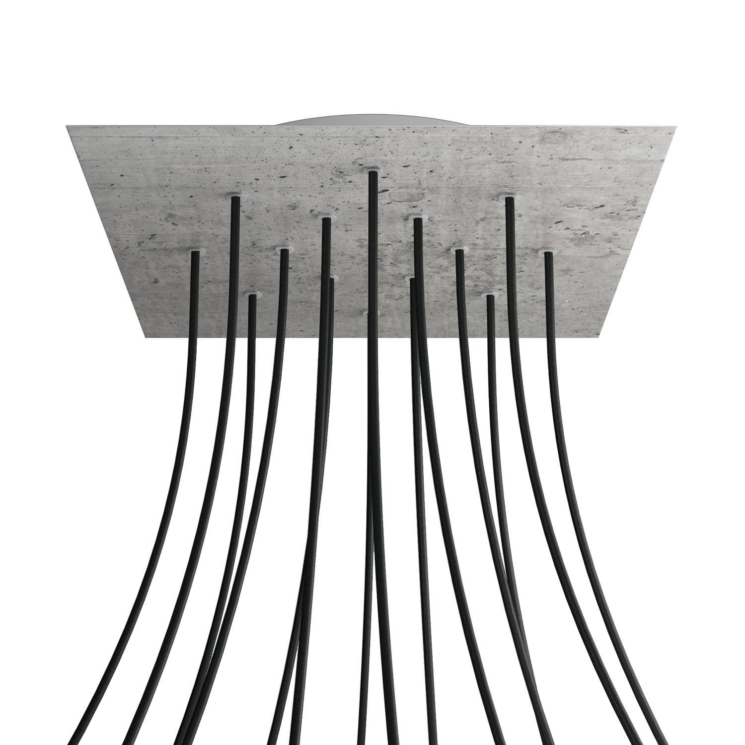 Rosone XXL Rose - One quadrato, 400 mm con 14 fori e 4 fori laterali - Cemento - Creative Cables