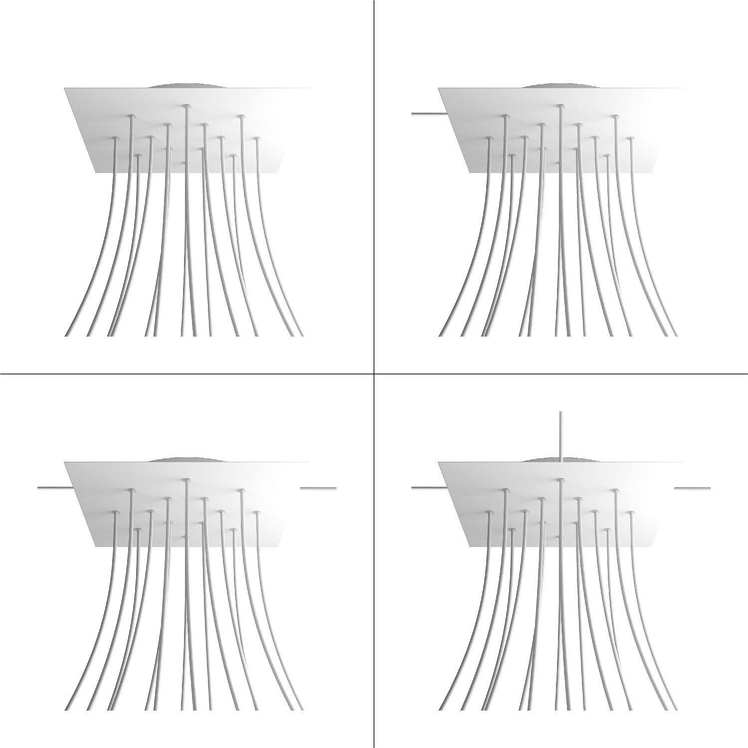 Rosone XXL Rose-One quadrato, 400 mm con 14 fori e 4 fori laterali - Marmo Marquina Bianco