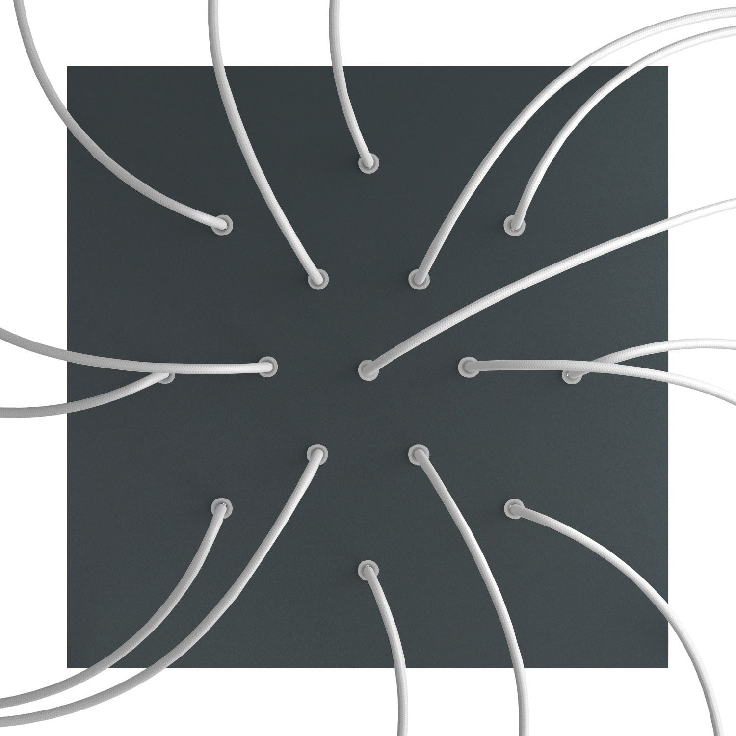 Rosone XXL Rose-One quadrato, 400 mm con 15 fori e 4 fori laterali - Antracite Bianco