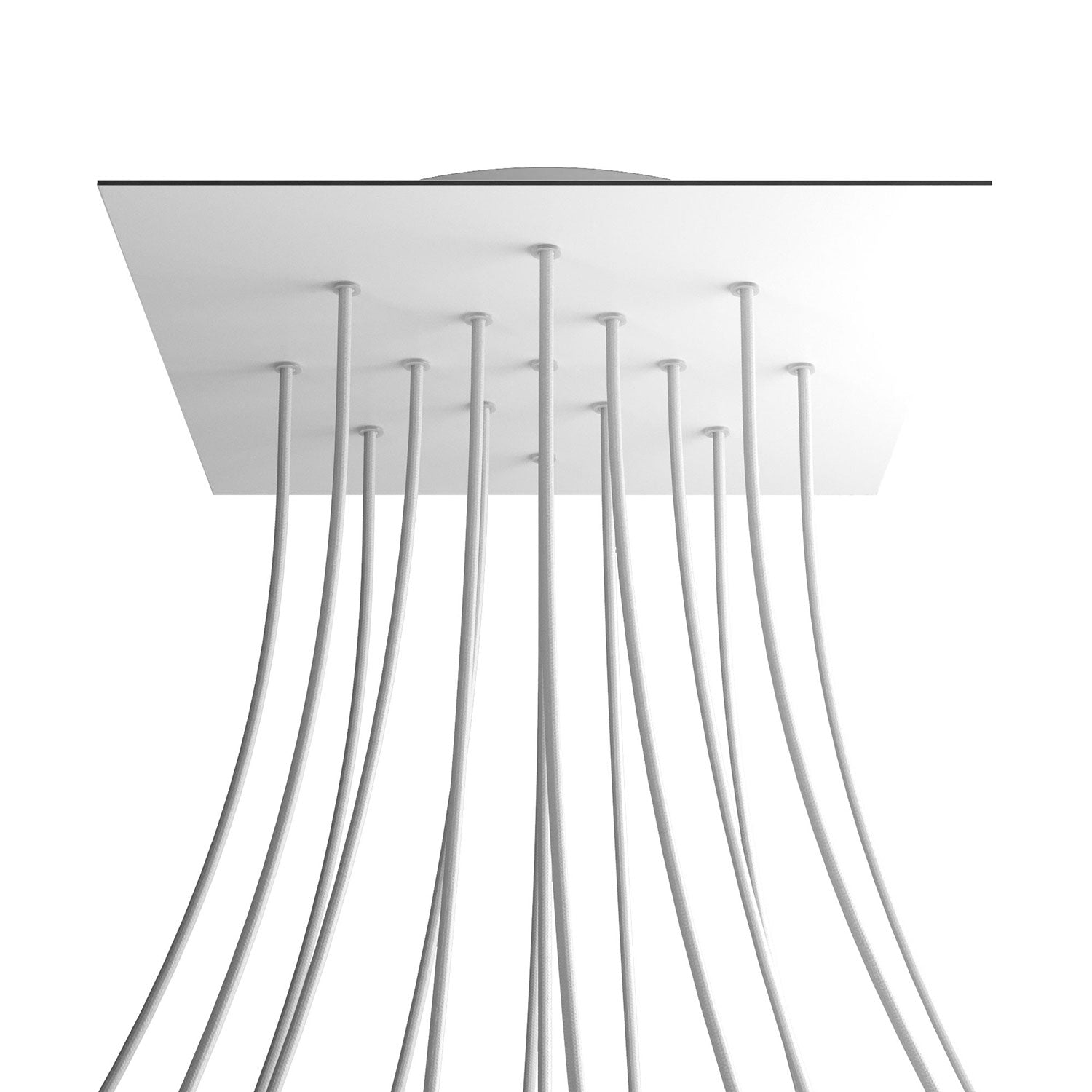 Rosone XXL Rose - One quadrato, 400 mm con 15 fori e 4 fori laterali - Bianco opaco - Creative Cables