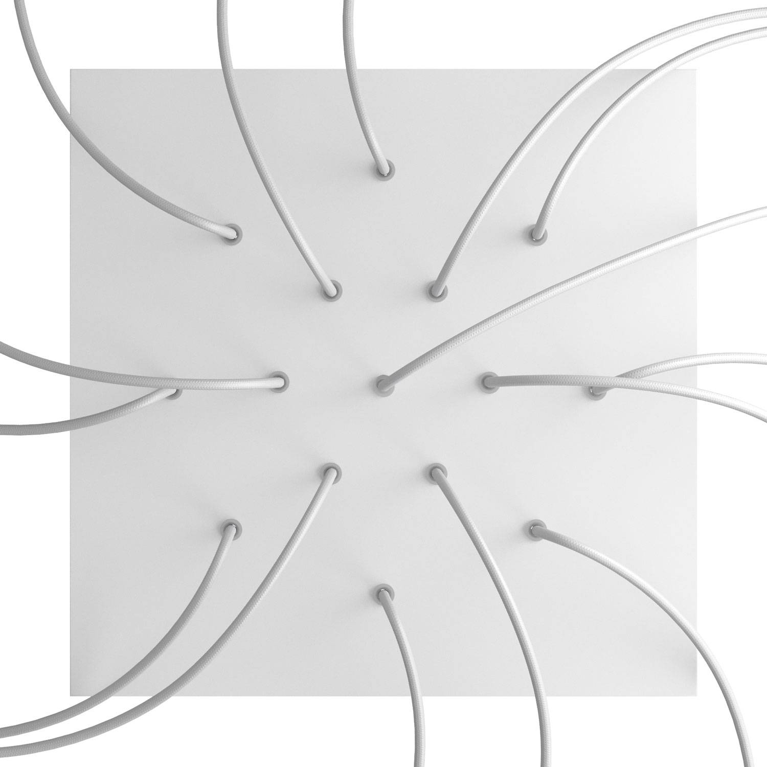 Rosone XXL Rose-One quadrato, 400 mm con 15 fori e 4 fori laterali - Bianco opaco Bianco