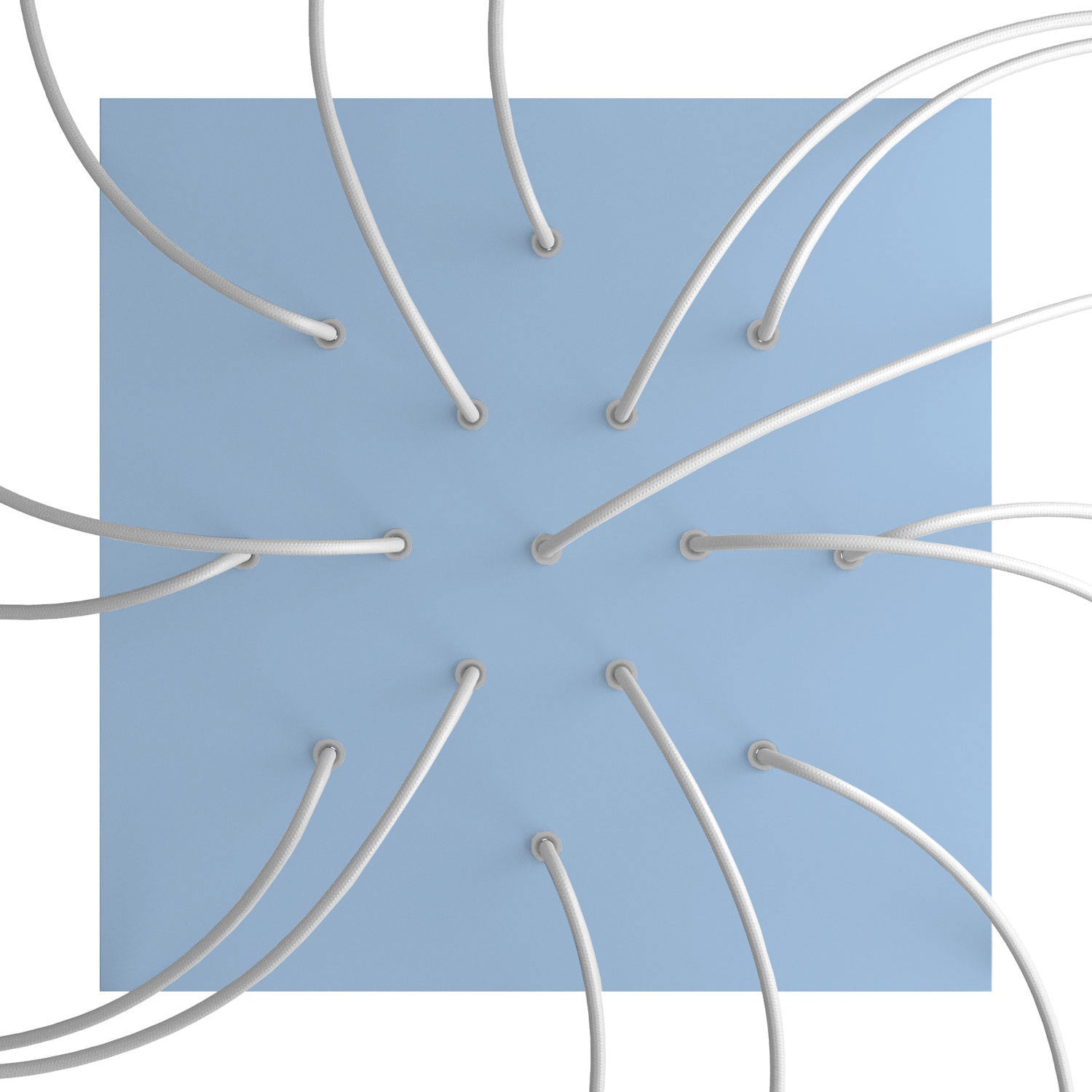 Rosone XXL Rose-One quadrato, 400 mm con 15 fori e 4 fori laterali - Blu carta da zucchero Bianco