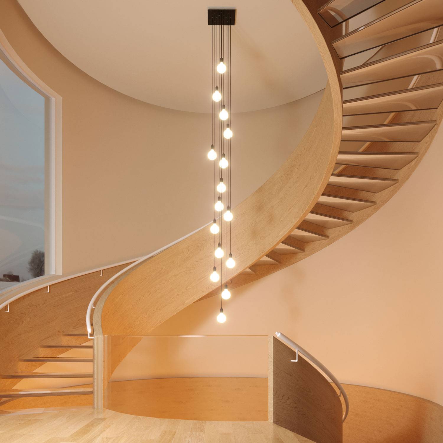 Rosone XXL Rose-One quadrato, 400 mm con 15 fori e 4 fori laterali - Legno Bianco